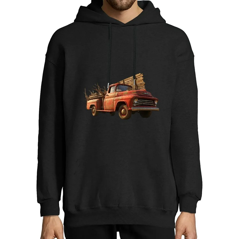 JEUXUS Easily Distracted By Old Pickup Trucks Funny Trucker T-Shirt Long-sleeved Hoodie
