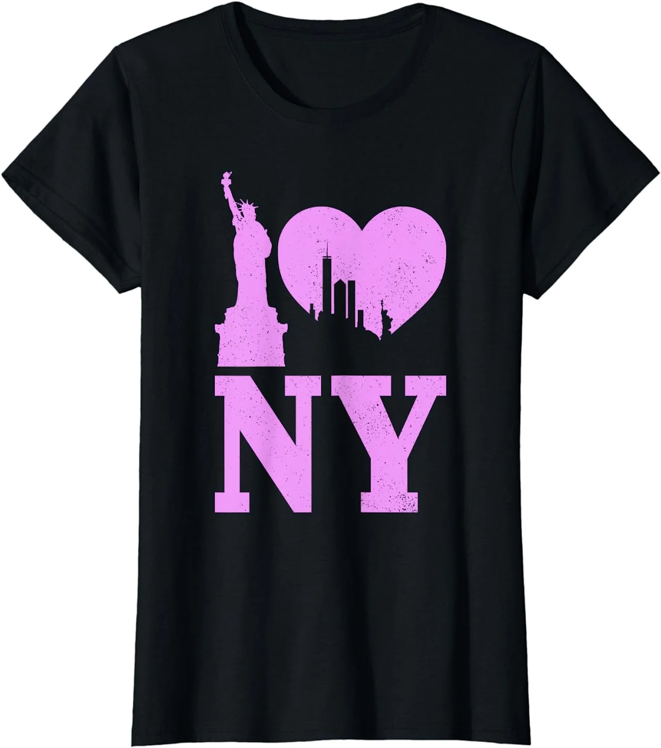 GOSMITH I Love NY New York City Skyline NYC Statue Of Liberty T-Shirt 146656-black