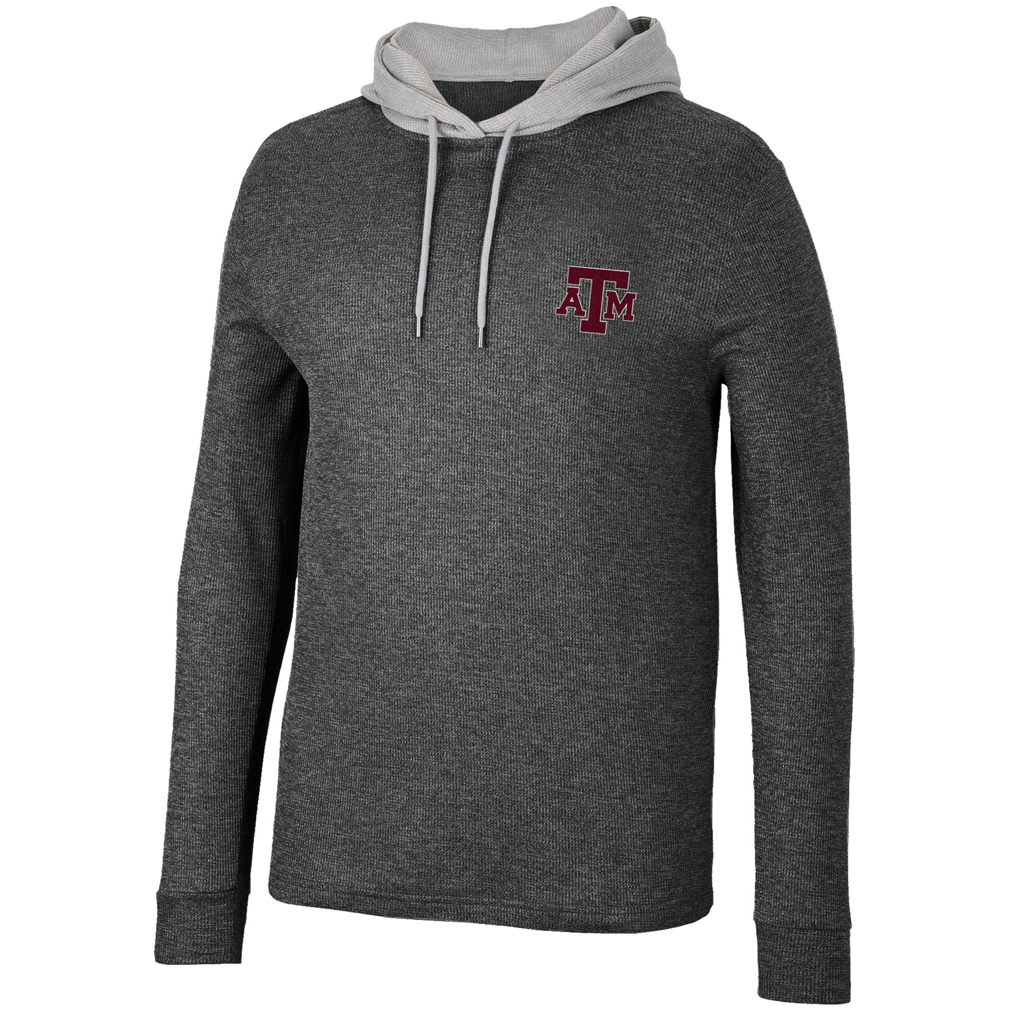 Men's Colosseum Black Texas A&M Aggies Ballot Waffle-Knit Thermal Long Sleeve Hoodie T-Shirt