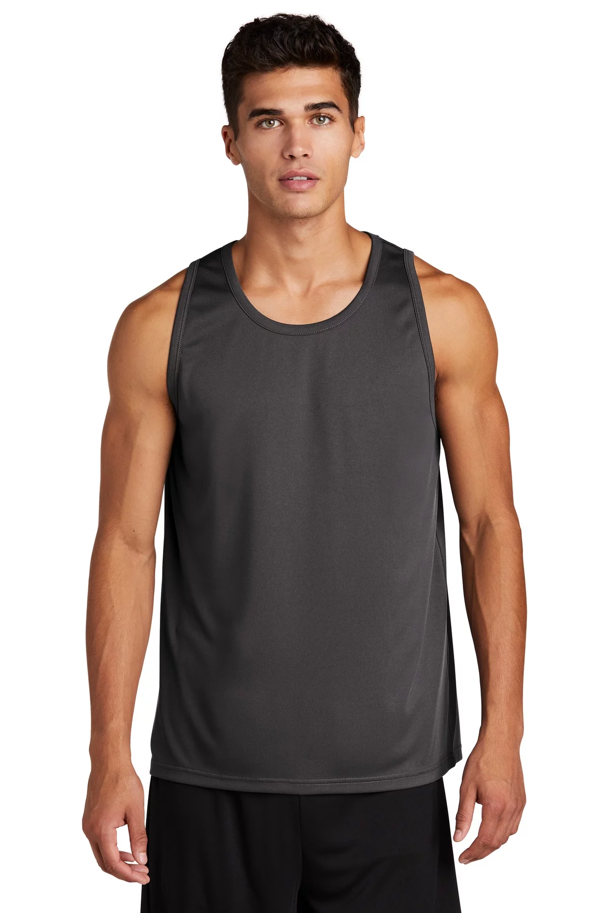 Sport Tek Adult Male Men Scoop Neck Plain sleeveless Tank Iron Grey Large