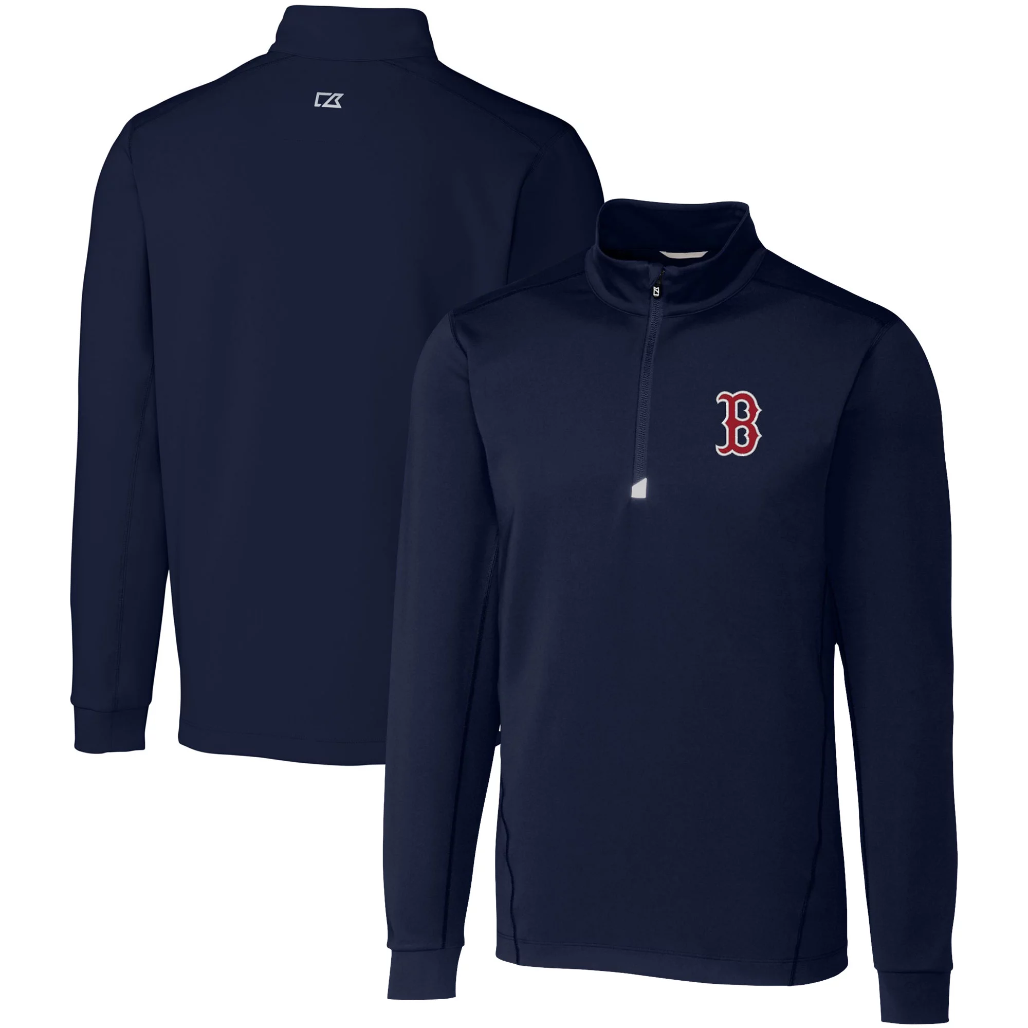 Men's Cutter & Buck Navy Boston Red Sox Big & Tall Traverse Stretch Quarter-Zip Pullover Top
