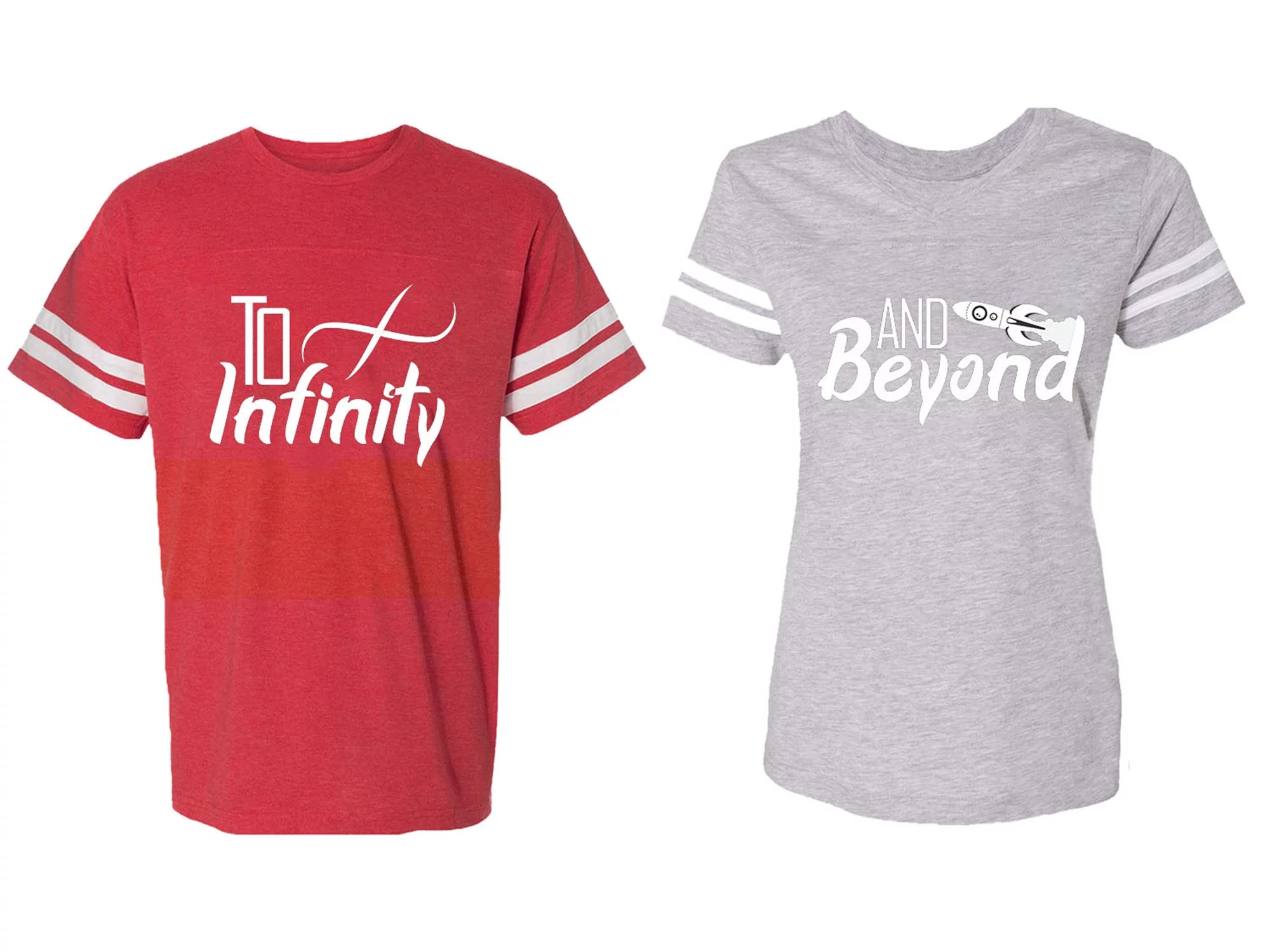To Infinity & Beyond Matching Couple Cotton Jerseys (Men Red / Women Heather) (Men S / Women S)