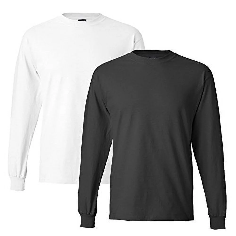 Hanes mens 6.1 oz. Long-Sleeve Beefy-T5186-SMOKE GRAY/WHITE-L Pack of 1