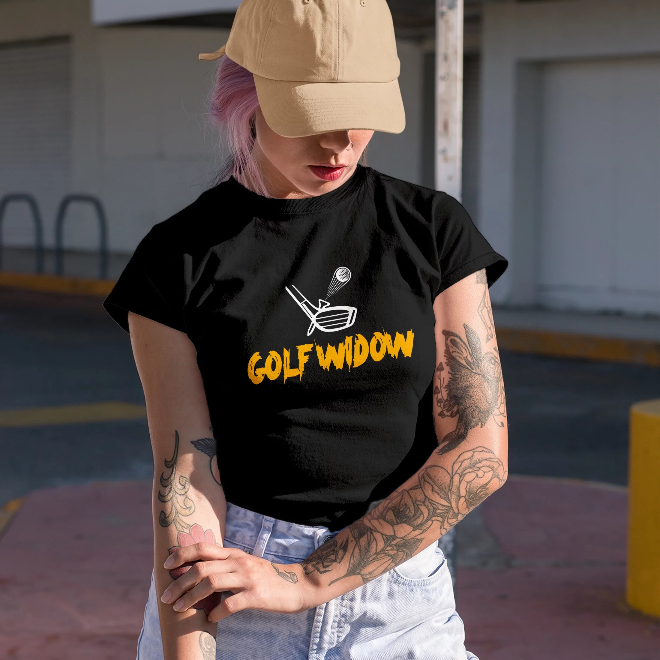 Golf Widow with a Ball & Club, Golf Player, Golfing or Golfer Themed Merch Gift, Royal Blue T-Shirt, 3XL