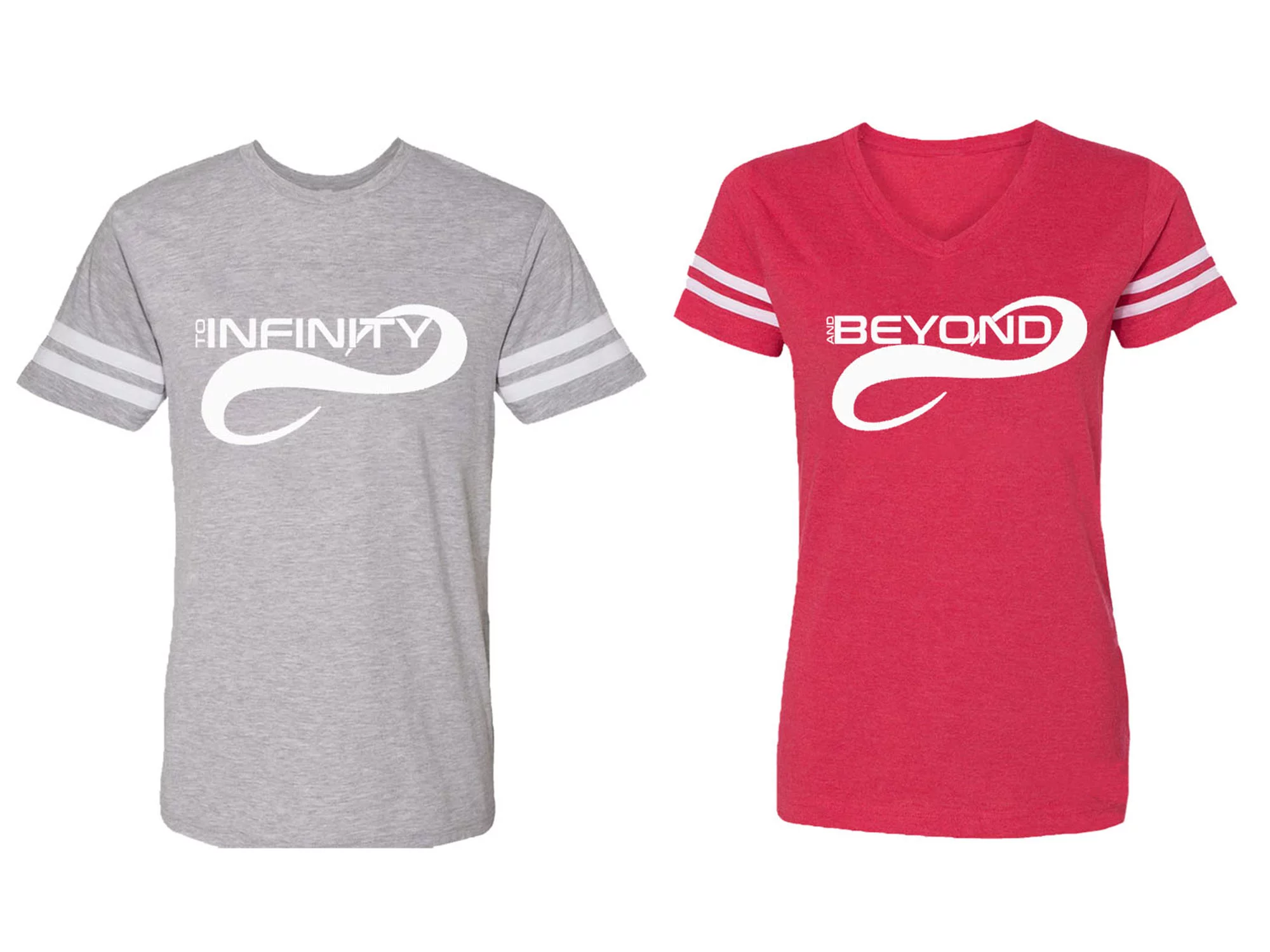 To Infinity And Beyond Matching Couple Cotton Jerseys (Men Heather / Women Red) (Men S / Women S)