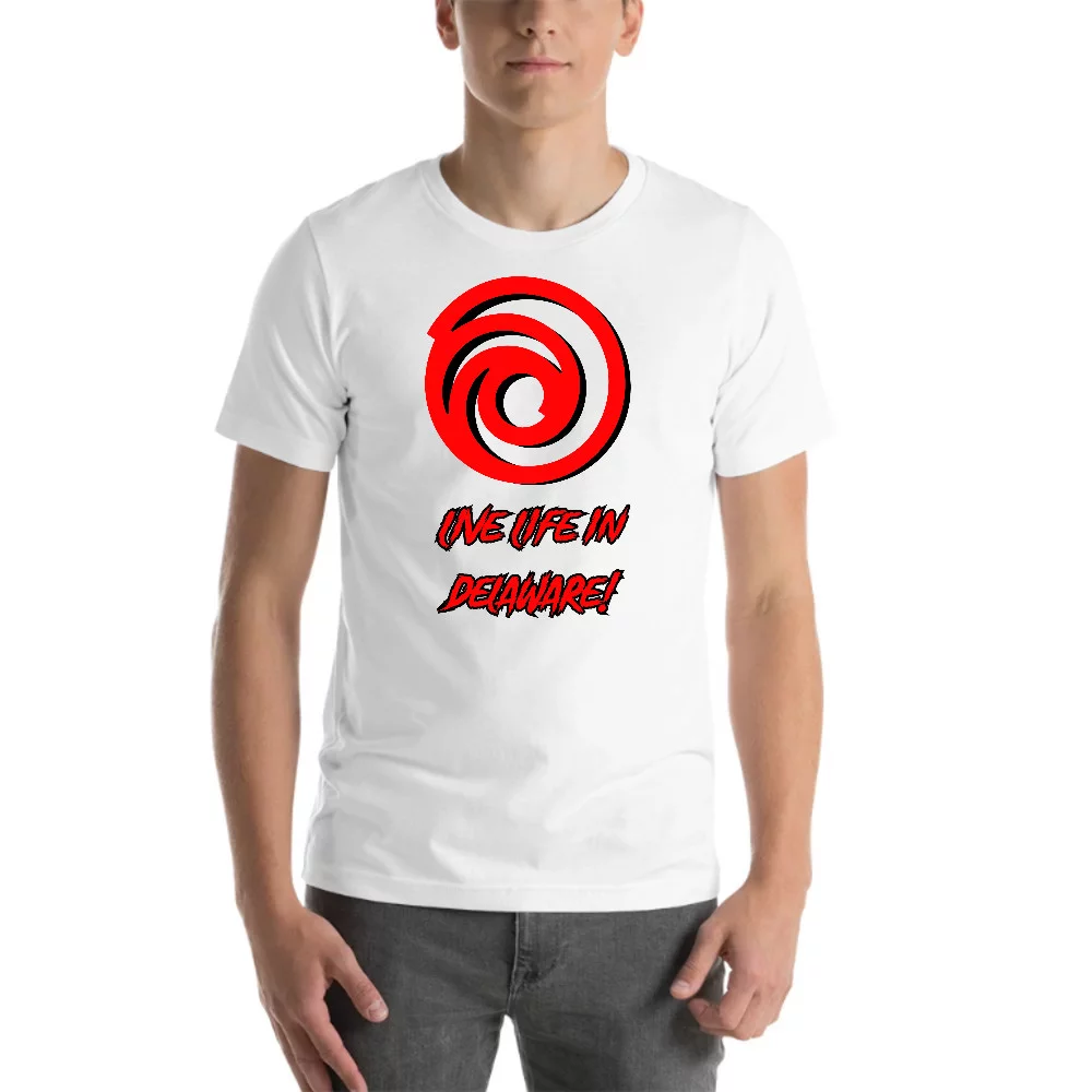 L Live Life In Delaware! Cali Design Short Sleeve Cotton T-Shirt By Undefined Gifts