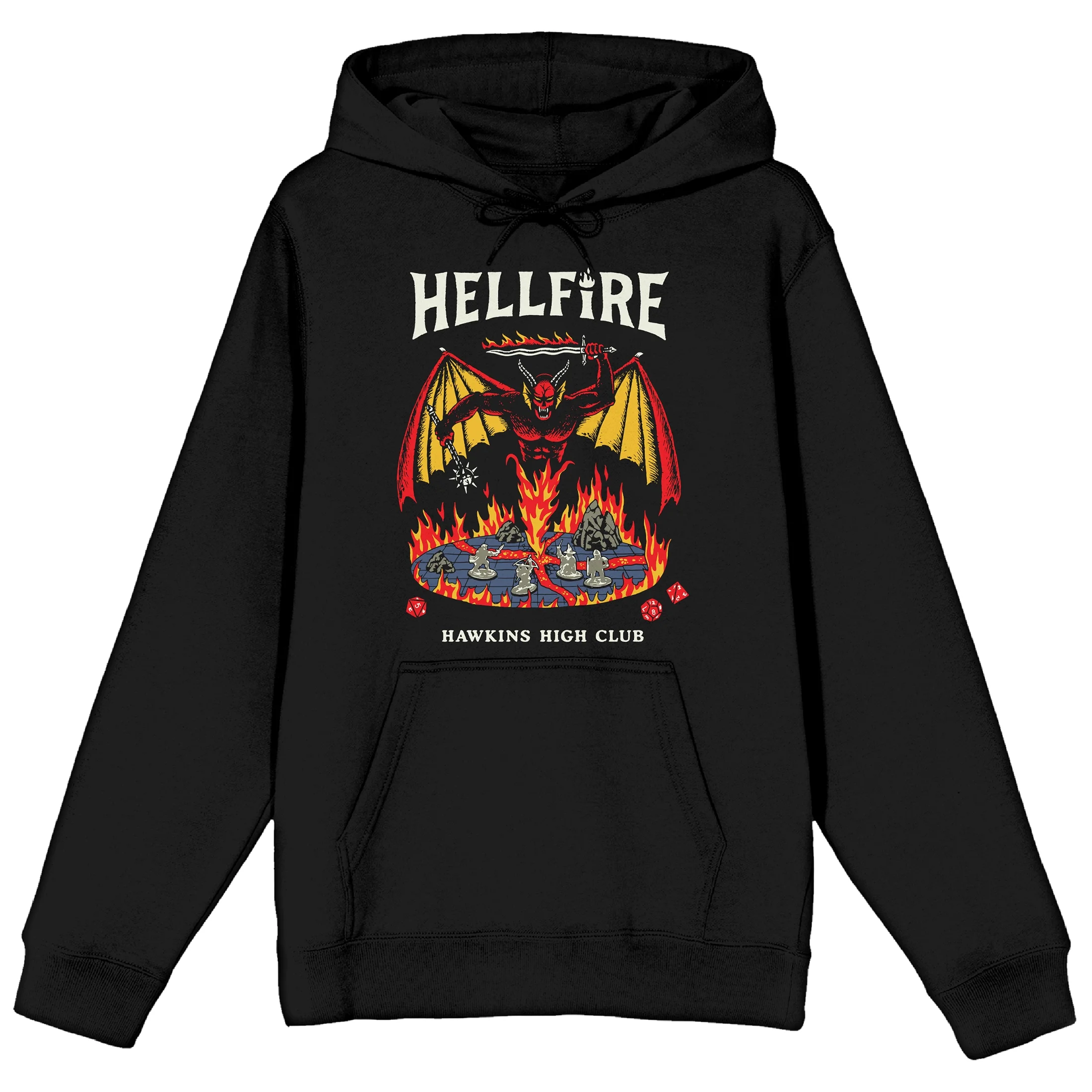 Stranger Things Hellfire Hawkins High Club Long Sleeve Black Adult Hooded Sweatshirt-XXL