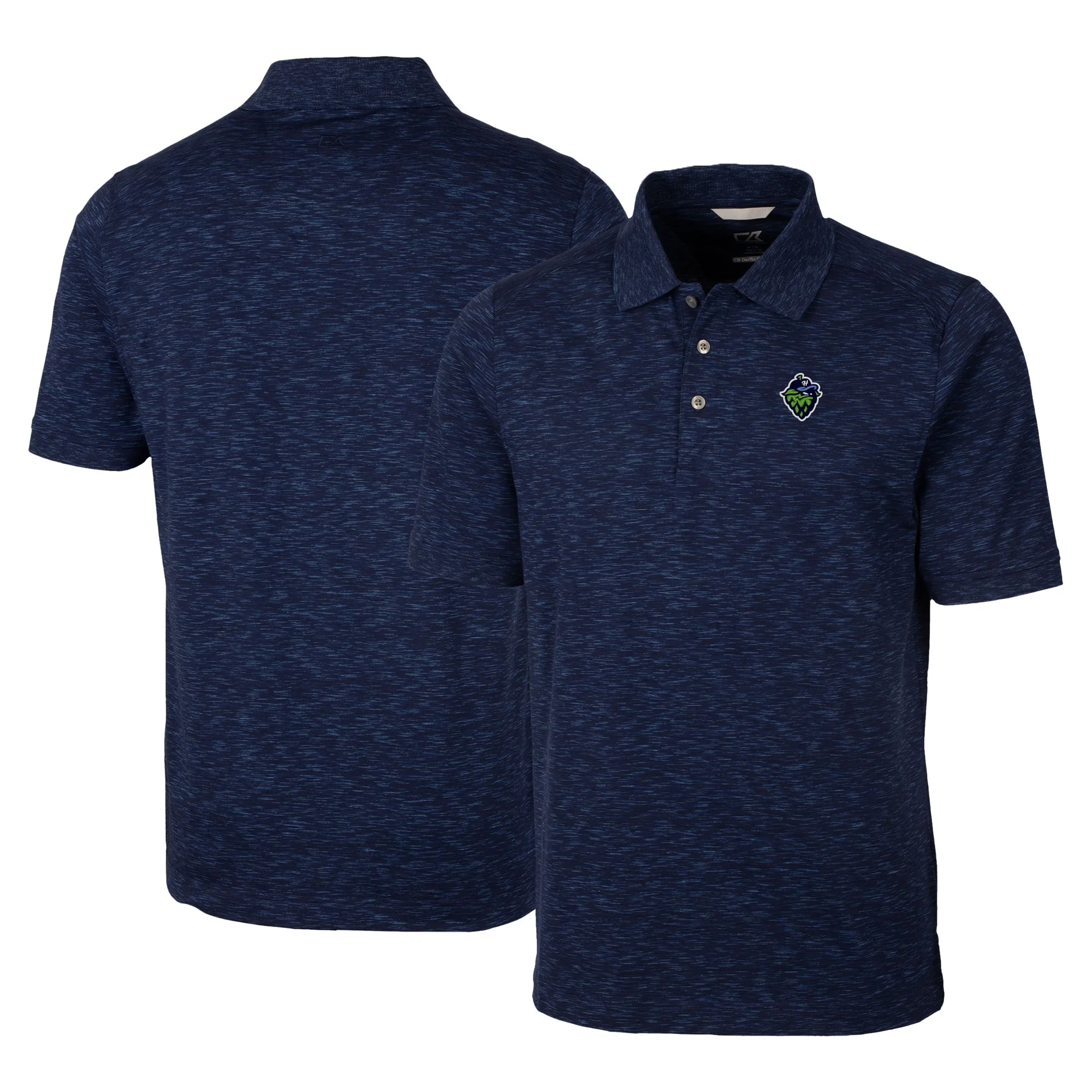 Men's Cutter & Buck Navy Hillsboro Hops Advantage Tri-Blend Space Dye Polo