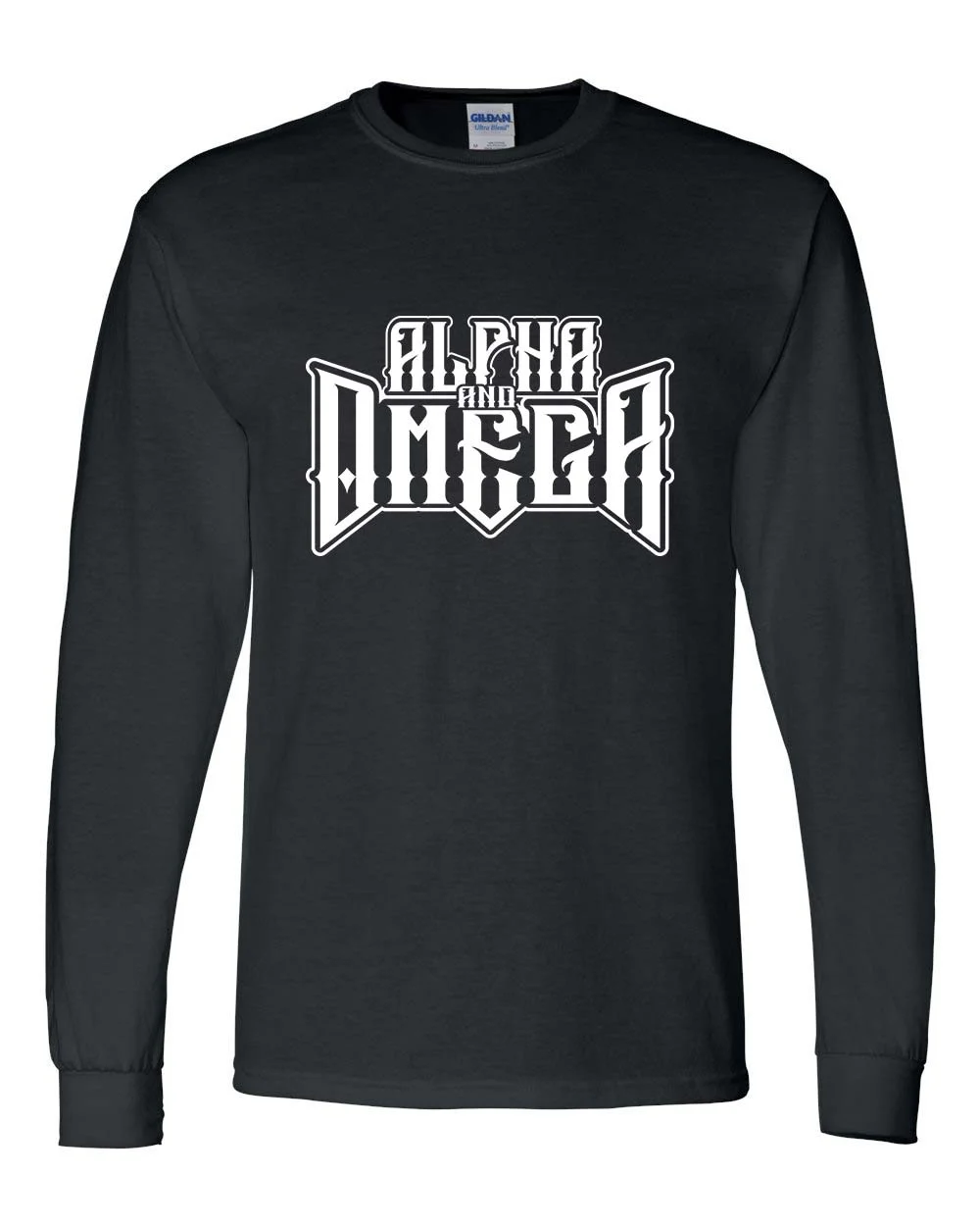 Mens Christian Tshirt Alpha and Omega Jesus Christian Long Sleeve T-shirt Graphic Tee-Black-small