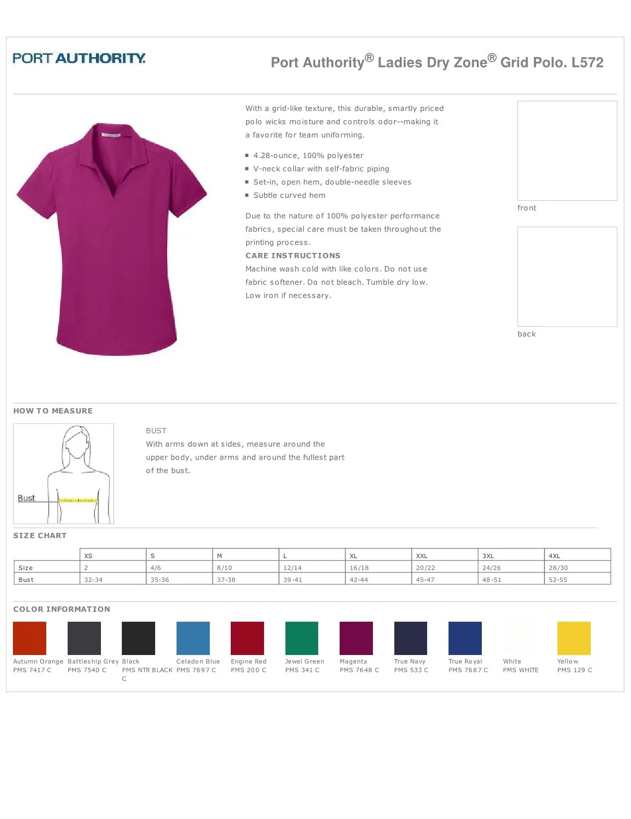 Port Authority L572 Ladies Dry Zone Grid Polo Shirt - Autumn Orange - 3X-Large