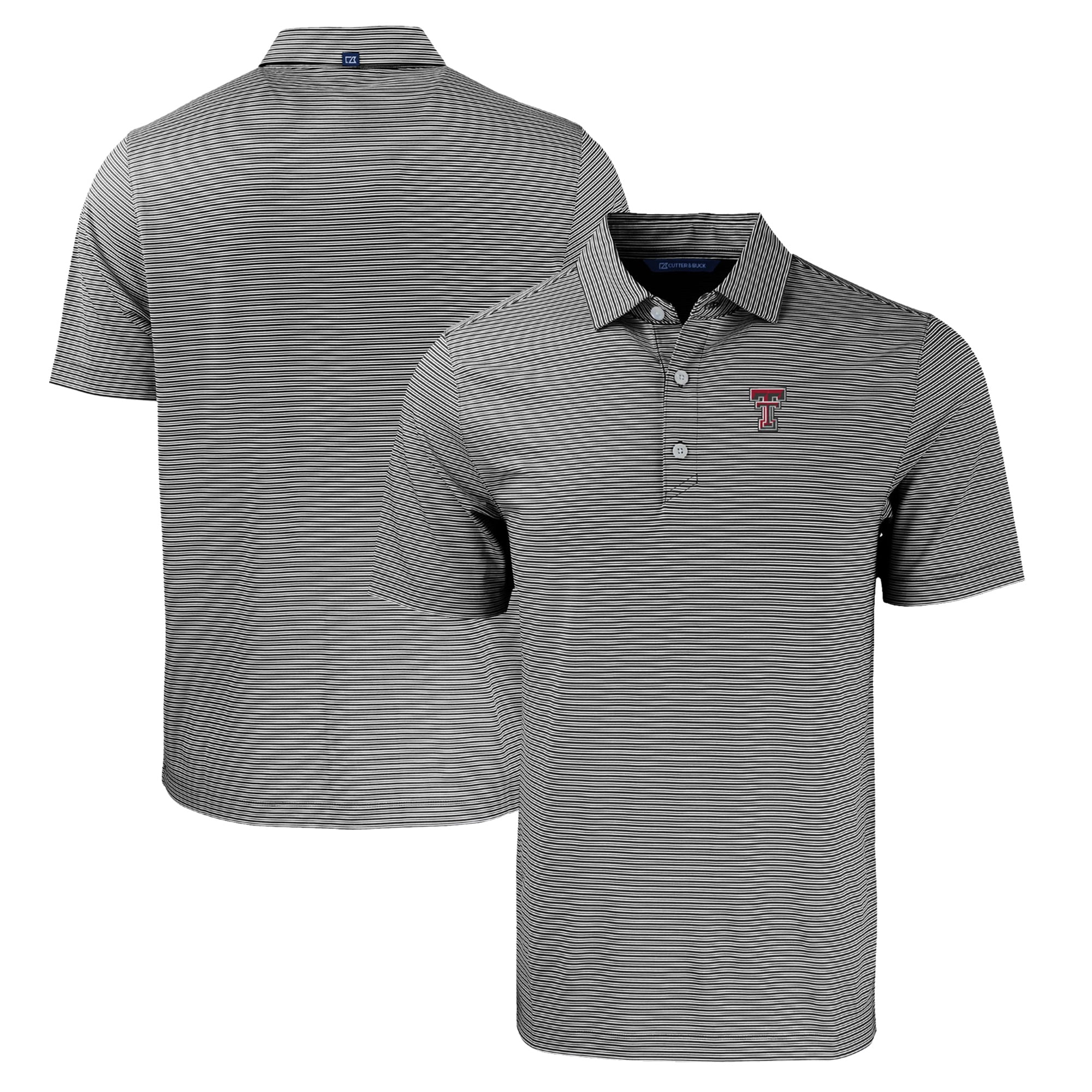 Men's Cutter & Buck Black/White Texas Tech Red Raiders Forge Eco Double Stripe Stretch Recycled Polo