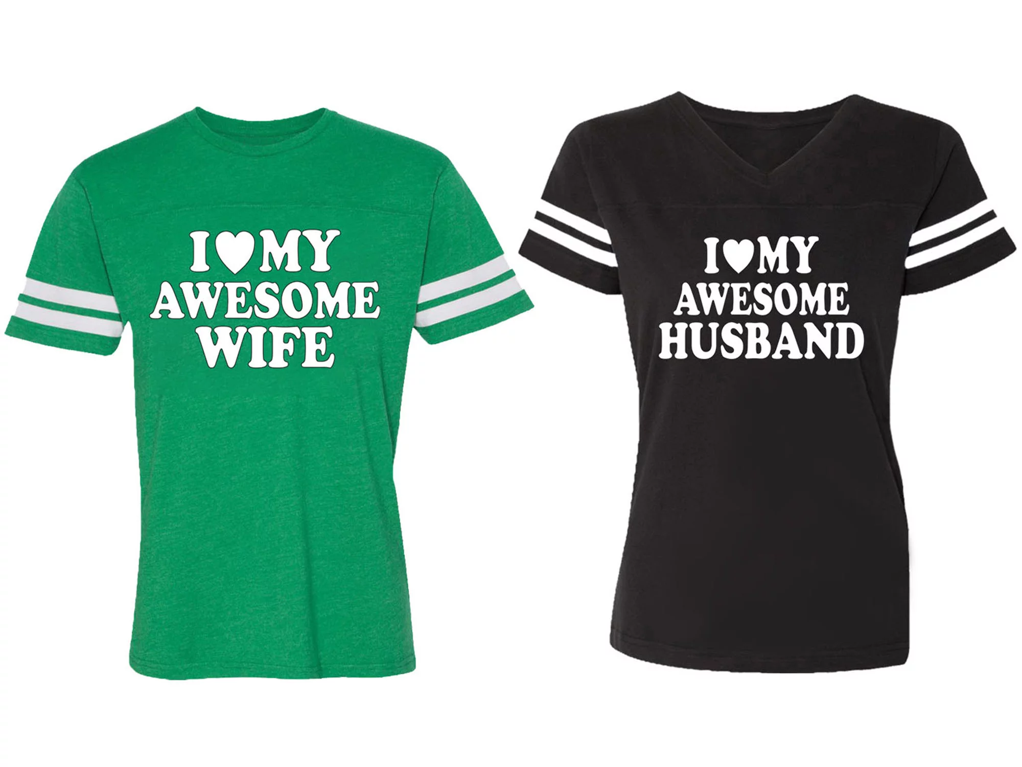I love My Awesome Husband wife Matching Couple Cotton Jerseys (Men Green / Women Black) (Men S / Women S)