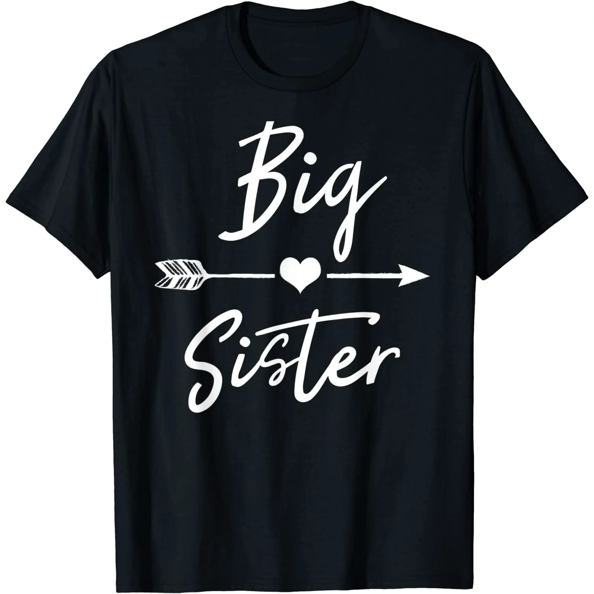 Graphic & Letter Print T-shirt Big sister T-Shirt cute girls womens heart arrow love tee