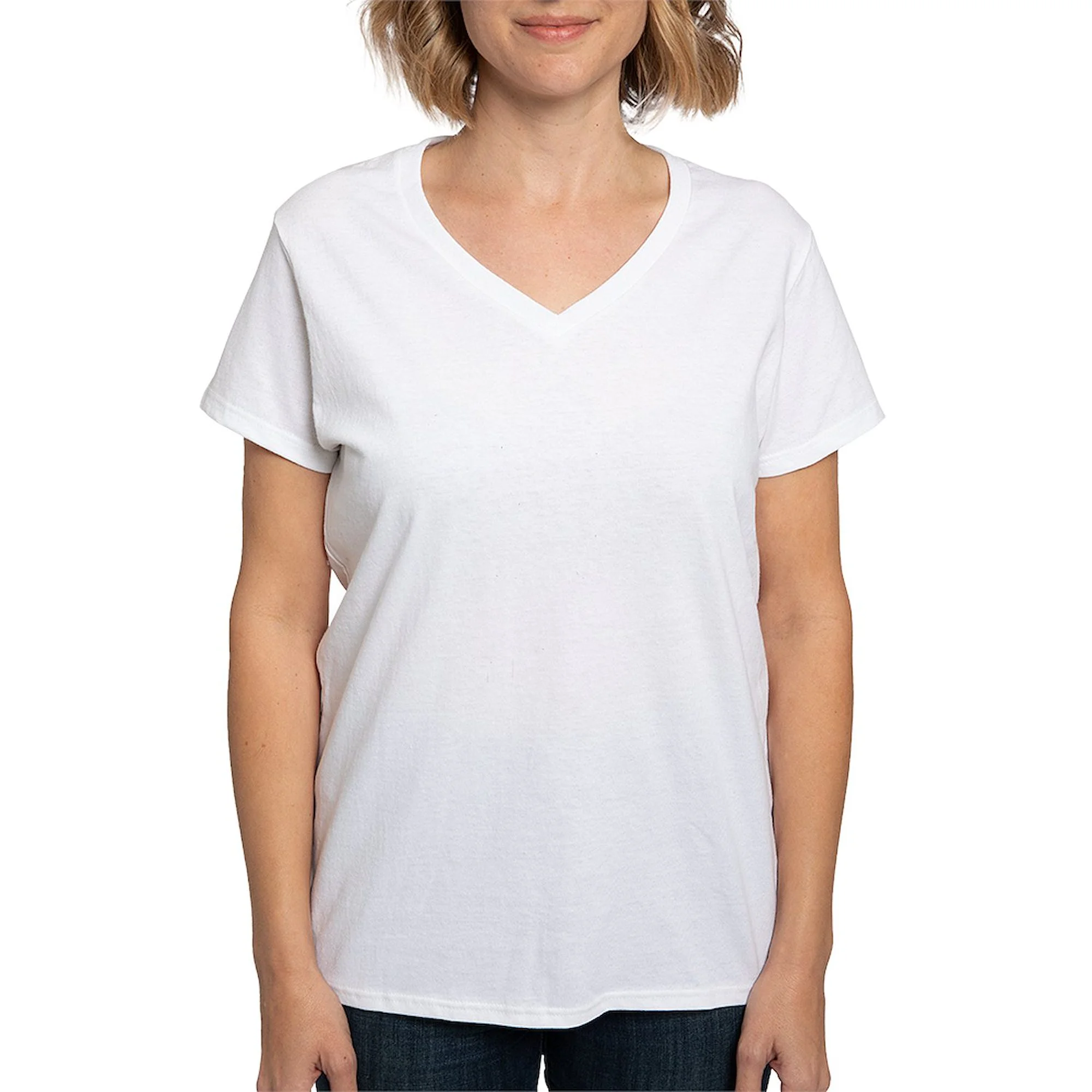CafePress - Sciencecarebelieve1b T Shirt - Womens Cotton V-Neck T-shirt