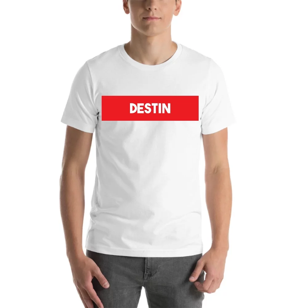L Super Red Block Destin Short Sleeve Cotton T-Shirt By Undefined Gifts