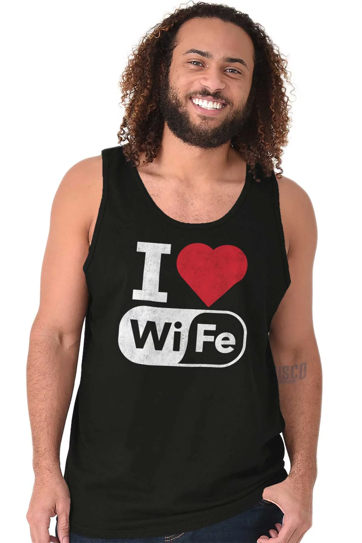 Love Wife Wi-Fi Funny Husband Married Tank Top Sleeveless Tee Men Brisco Brands S