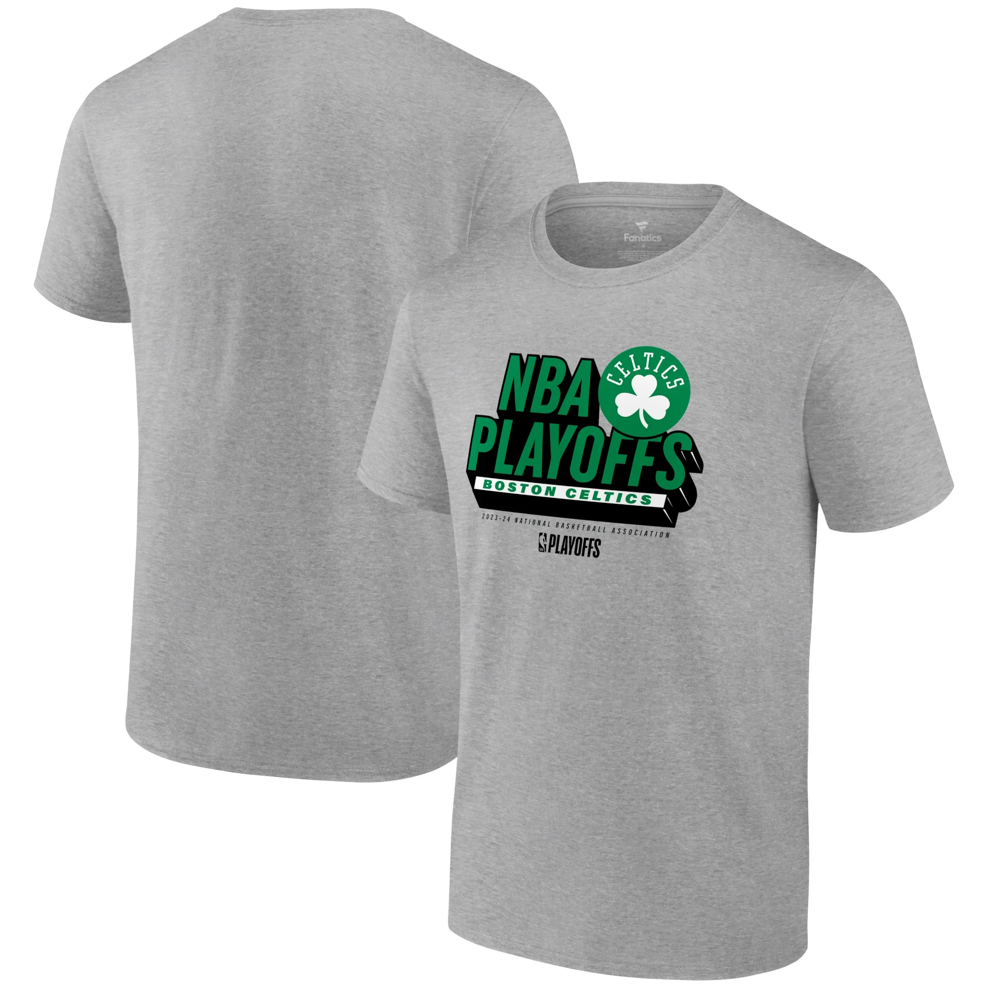 Men's Fanatics Branded Heather Gray Boston Celtics 2024 NBA Playoffs Defensive Stance T-Shirt