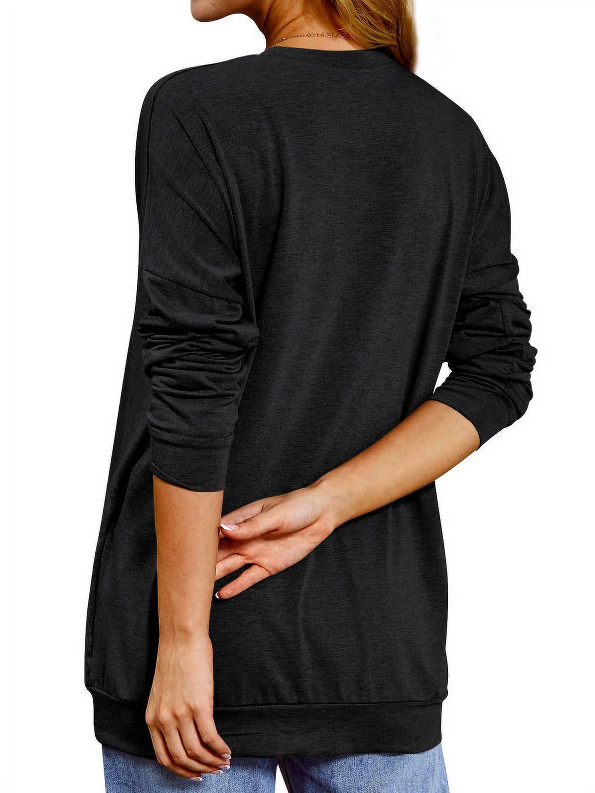 TWZH Women Screw 2020 Letter Print Pocket Crew Neck Long Sleeves Sweatshirt Top