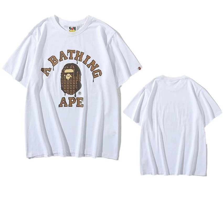 2024 New Bape Summer Printed Ape Head Shark Fashion Casual Hip Hop Men's and Women's Short Sleeve T-Shirt