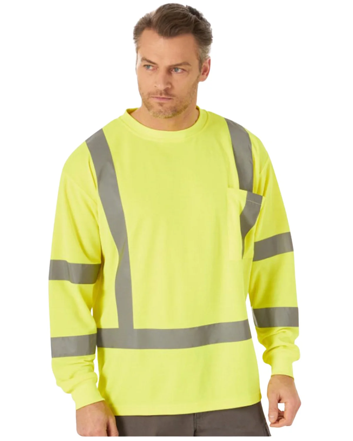 Wrangler Men's Riggs Safety High Visibility Long Sleeve Work T-Shirt Yellow Large
