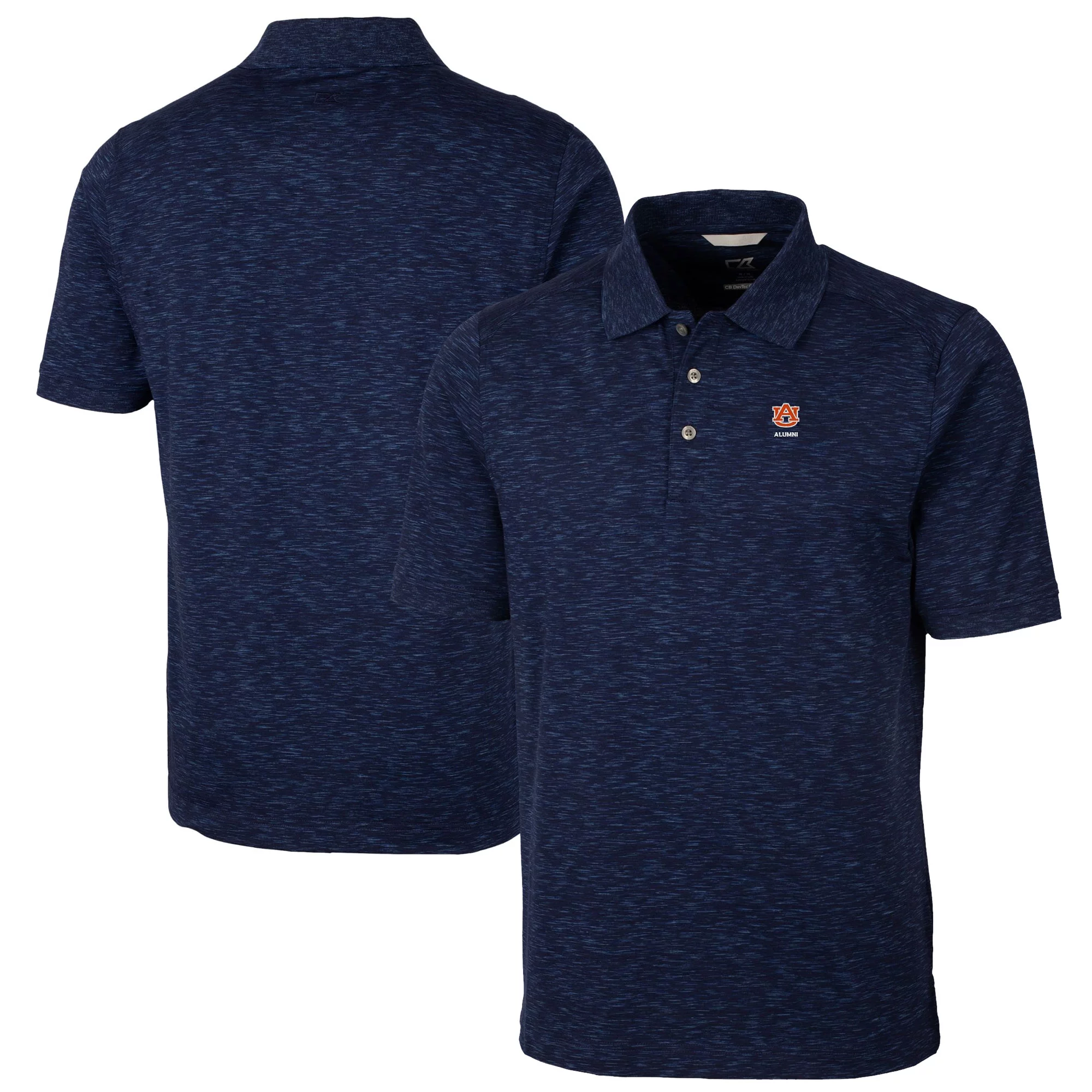 Men's Cutter & Buck Navy Auburn Tigers Alumni Logo Advantage Space Dye Tri-Blend DryTec Polo