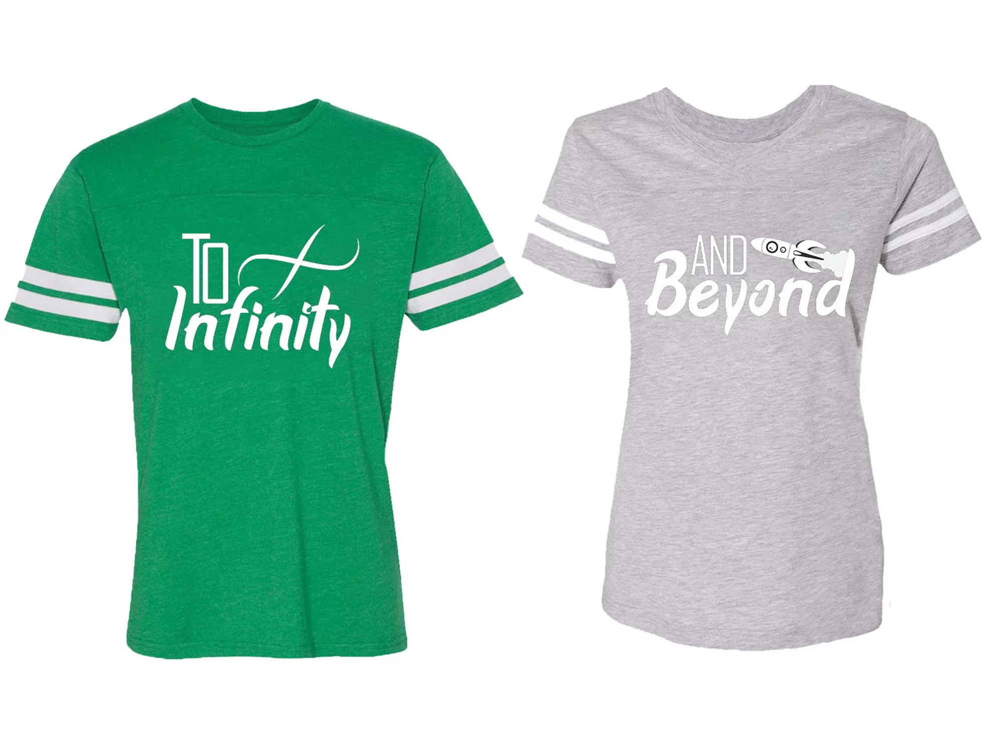 To Infinity & Beyond Matching Couple Cotton Jerseys (Men Green / Women Heather) (Men XXL / Women XL)