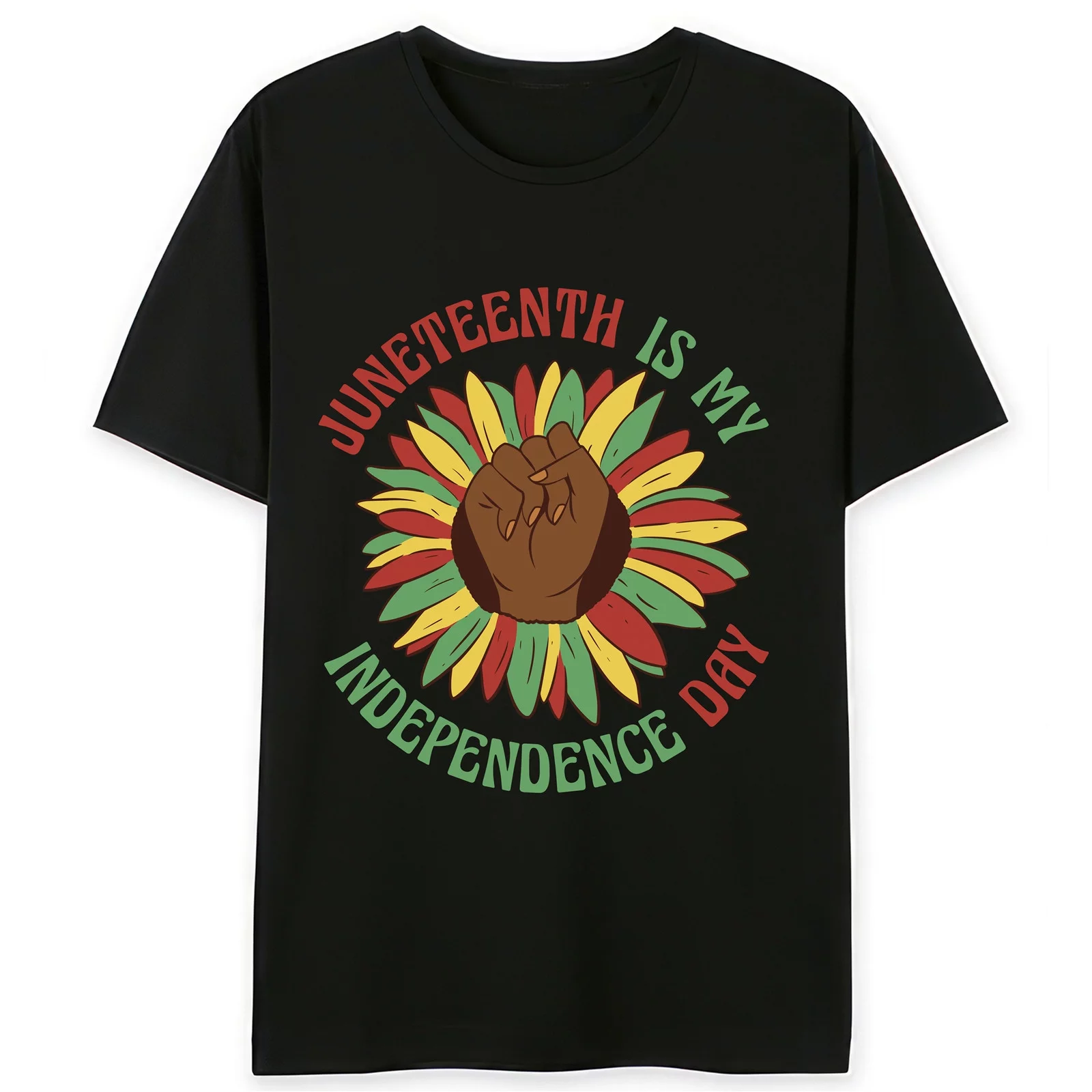 T-shirts For Women Summer Tee Fist Sunflower T-shirt Casual Short Sleeve Round Neck Tops