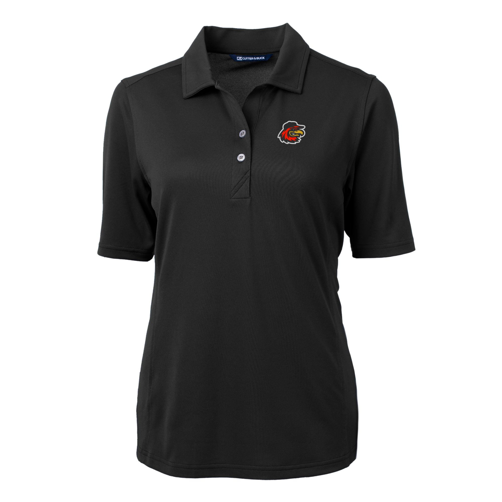 Women's Cutter & Buck Black Rochester Red Wings Virtue DryTec Eco Pique Recycled Polo