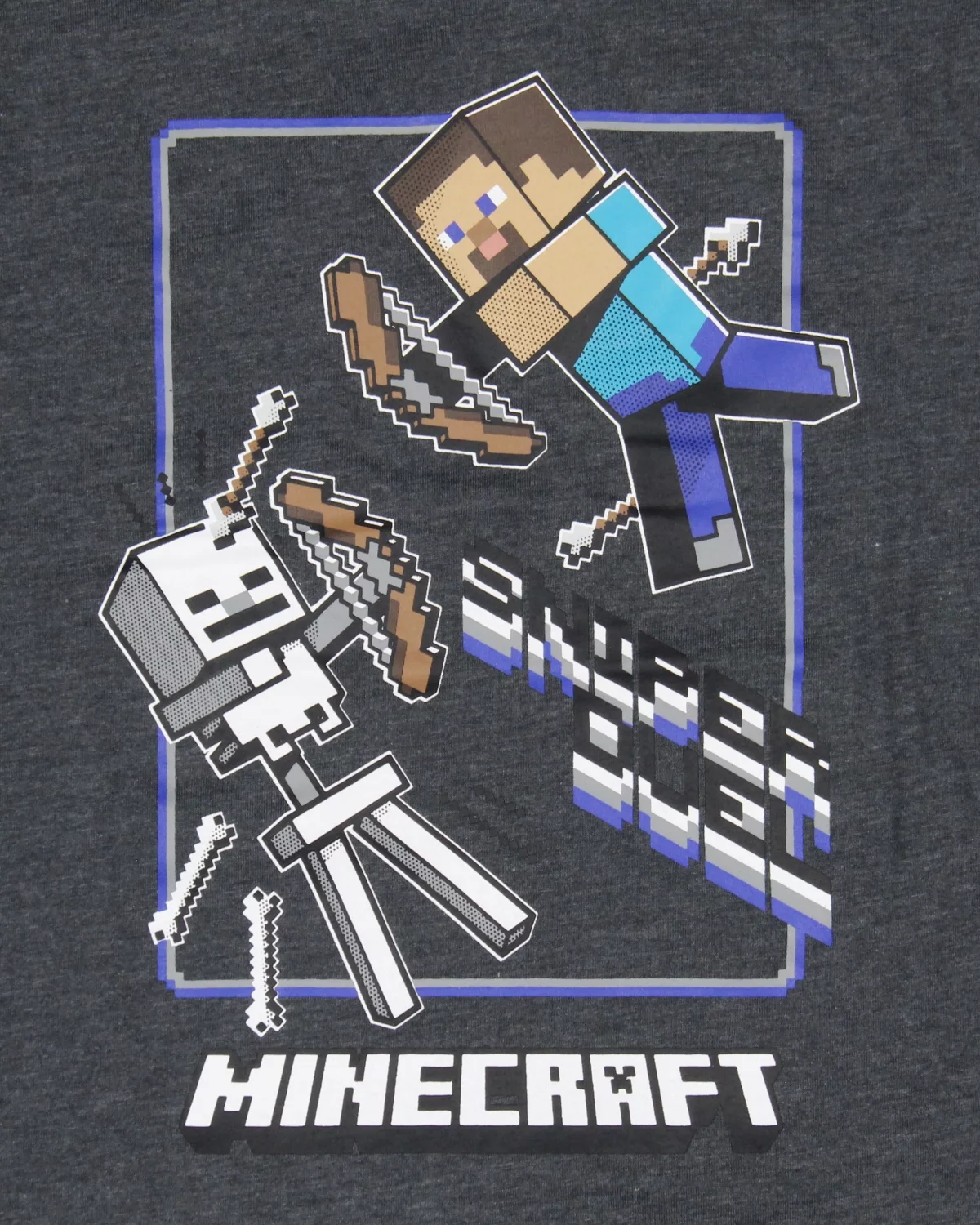 Minecraft Boy's Steve Skeleton Super Duel Long Sleeve Kids T-Shirt Tee (Small)