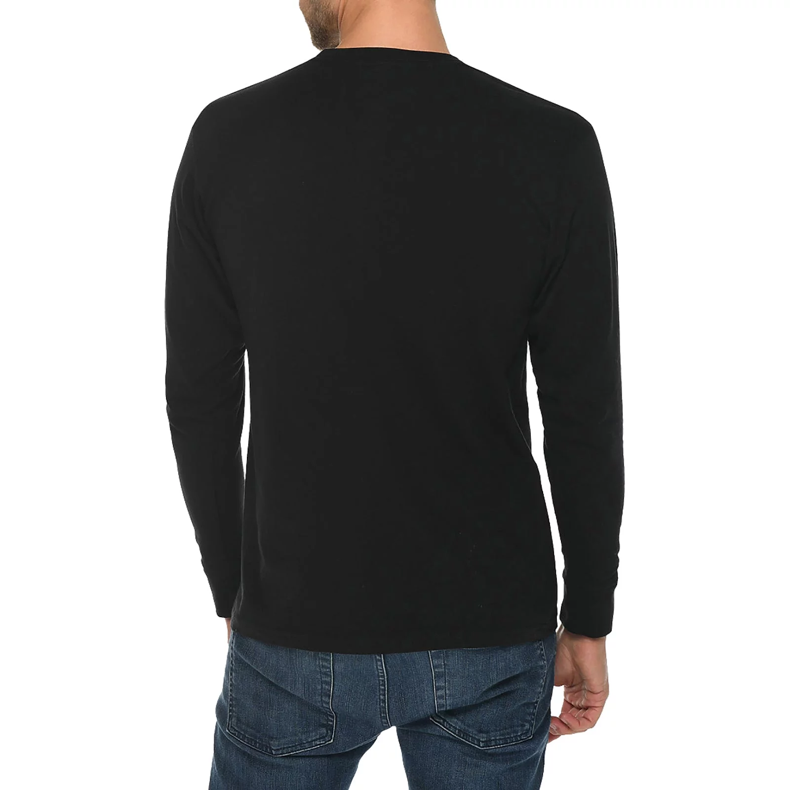 Oversized Vintage Fishing Vibes Graphic Long Sleeve Crewneck Tee - Black 3XL