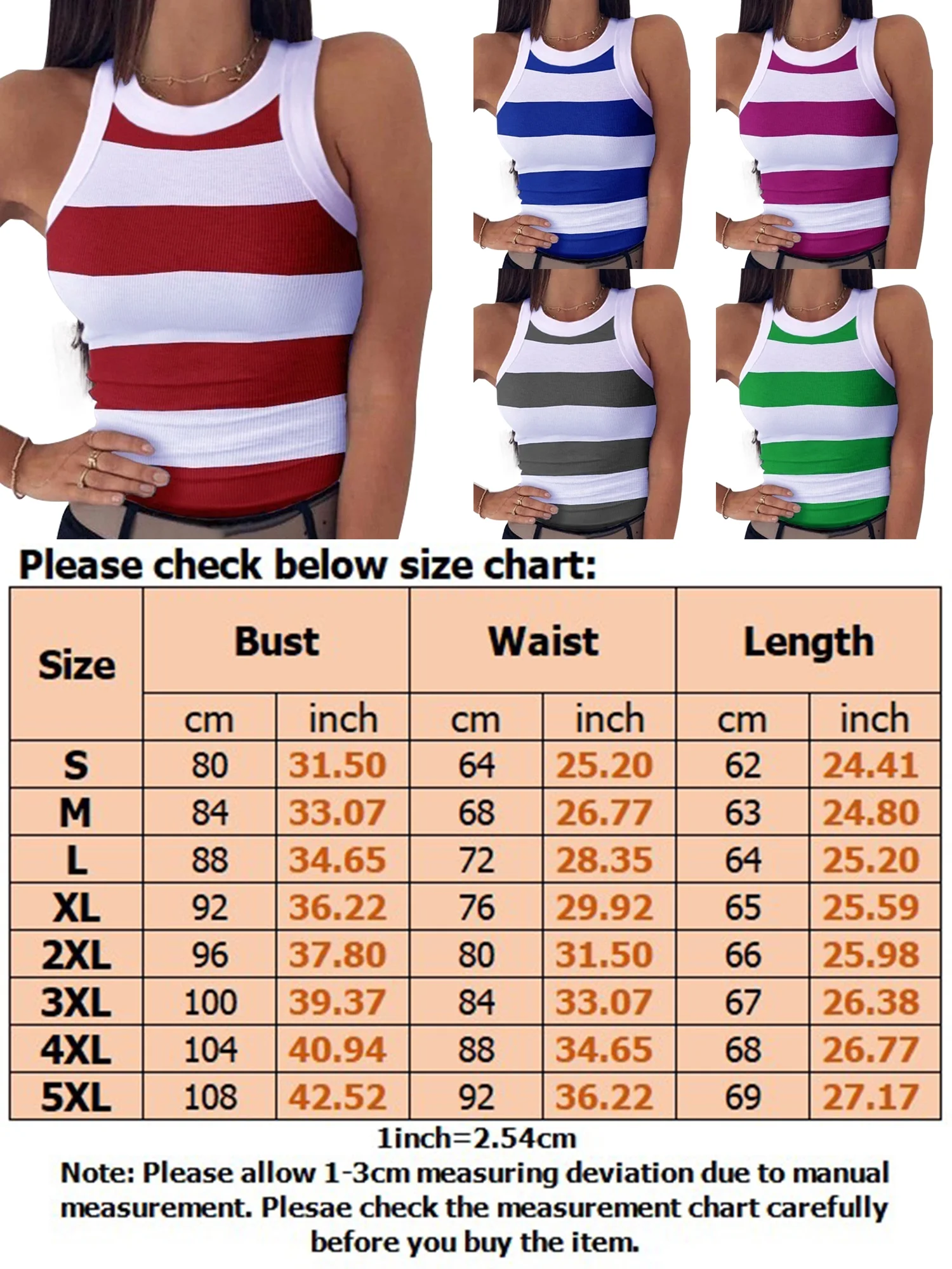 Niuer Women Summer Top Racer Back T Shirts Striped Tank Tops Soft Tee Sleeveless Blouse Gray L