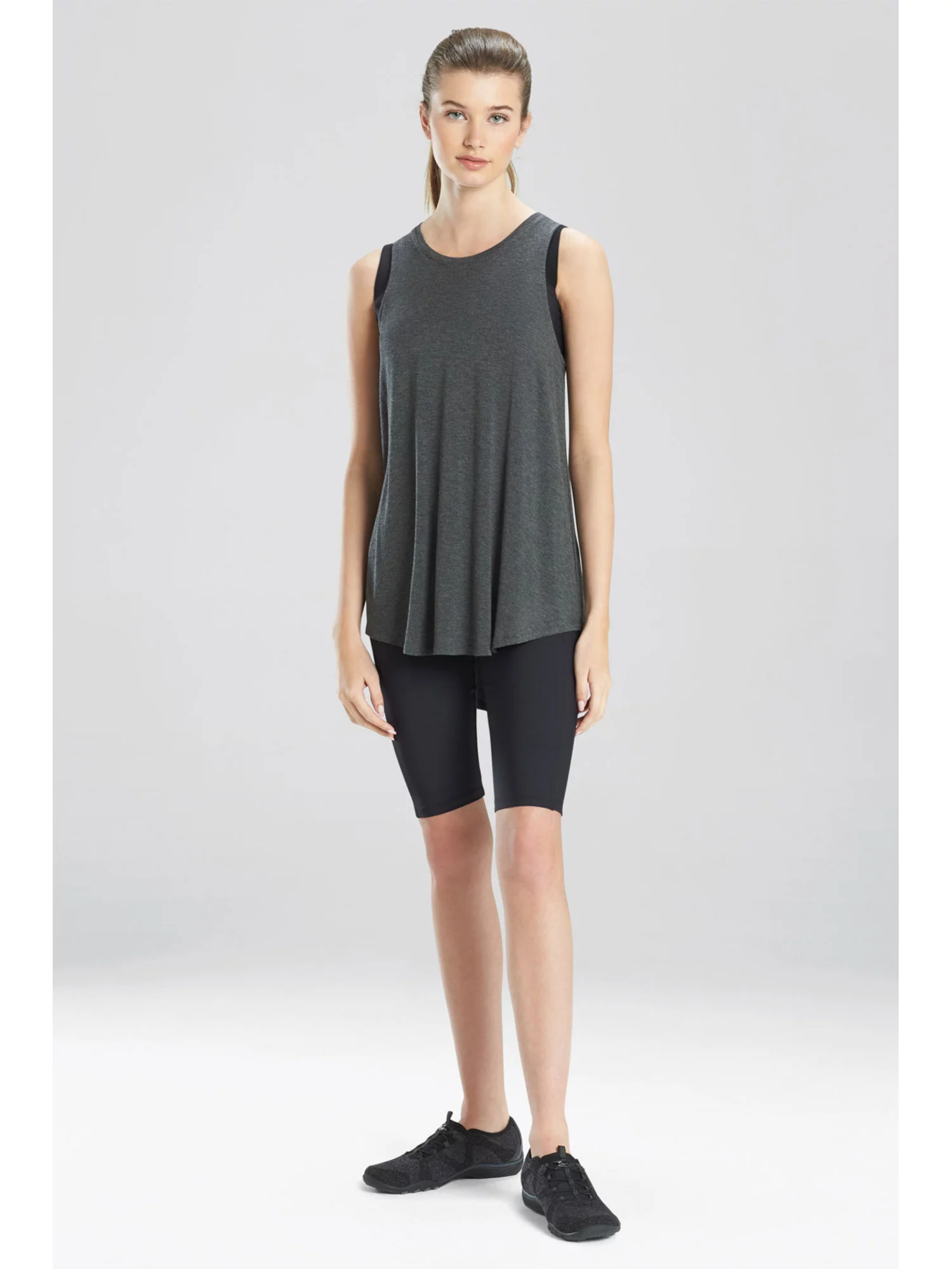 NATORI Womens Gray Stretch Heather Sleeveless Crew Neck Active Wear Tank Top XL