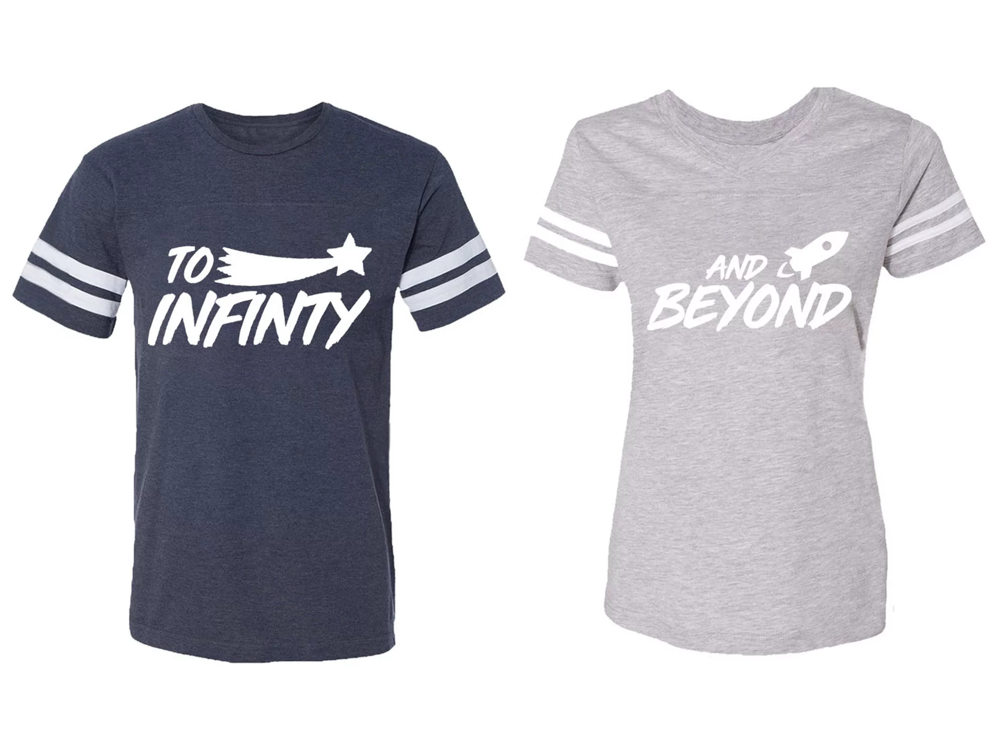 To Infinity and Beyond Matching Couple Cotton Jerseys (Men Navy / Women Heather) (Men S / Women S)