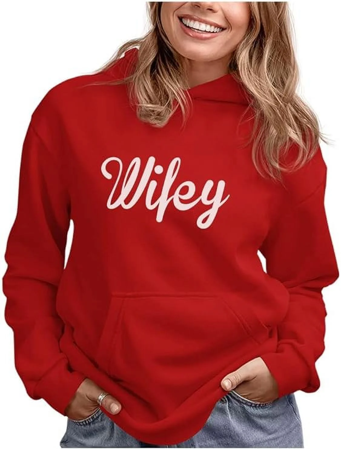 Tstars - Wifey Gift For Wife For Valentines Day Women Hoodie X-Large Red