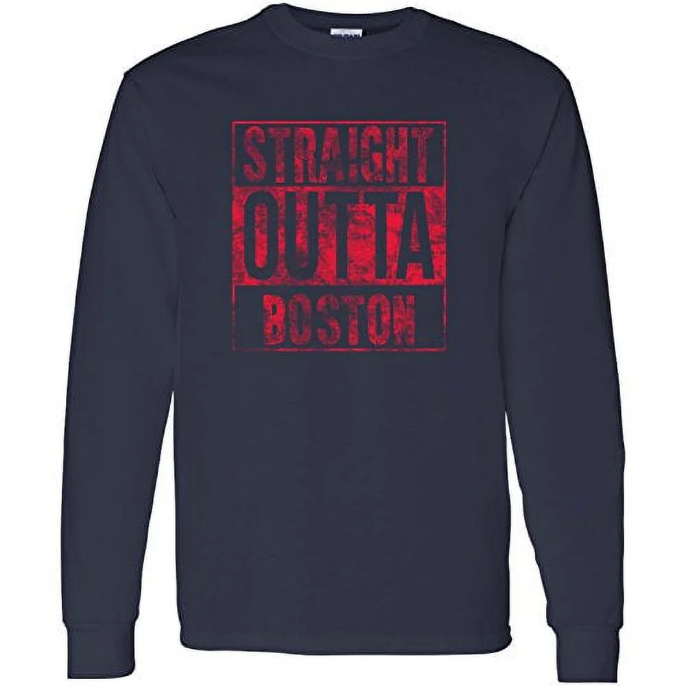 UGP Campus Apparel Straight Outta Boston Long Sleeve T-Shirt - Medium - Navy