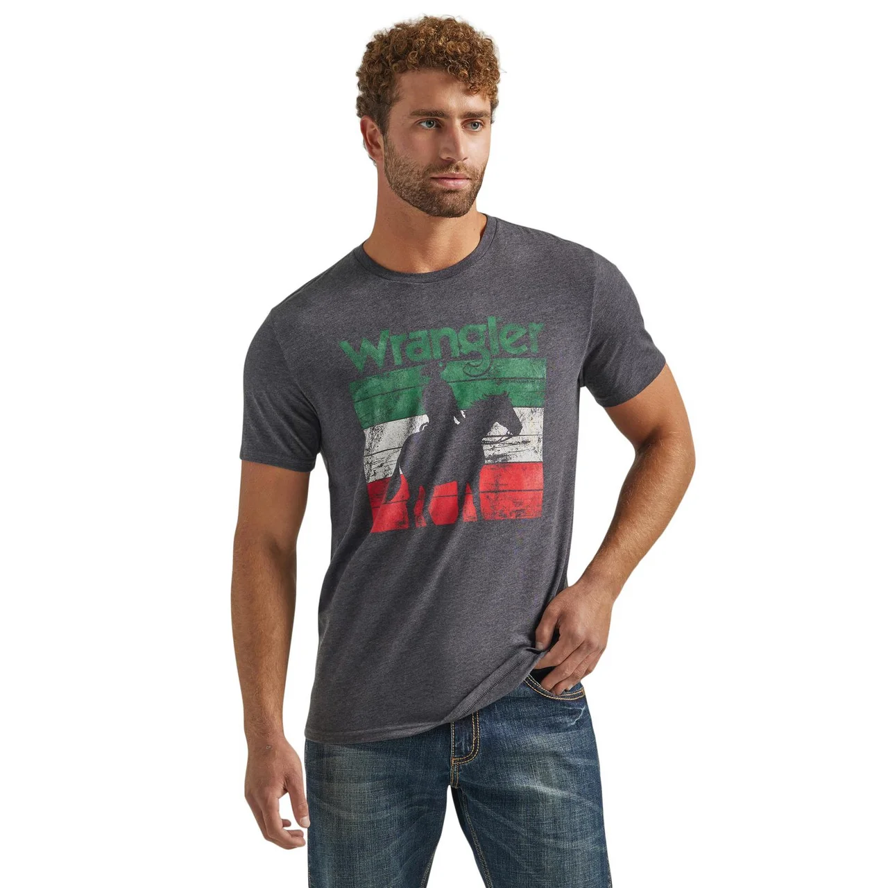 Wrangler Men's Mexico Western Graphic Charcoal Heather T-Shirt 112339597