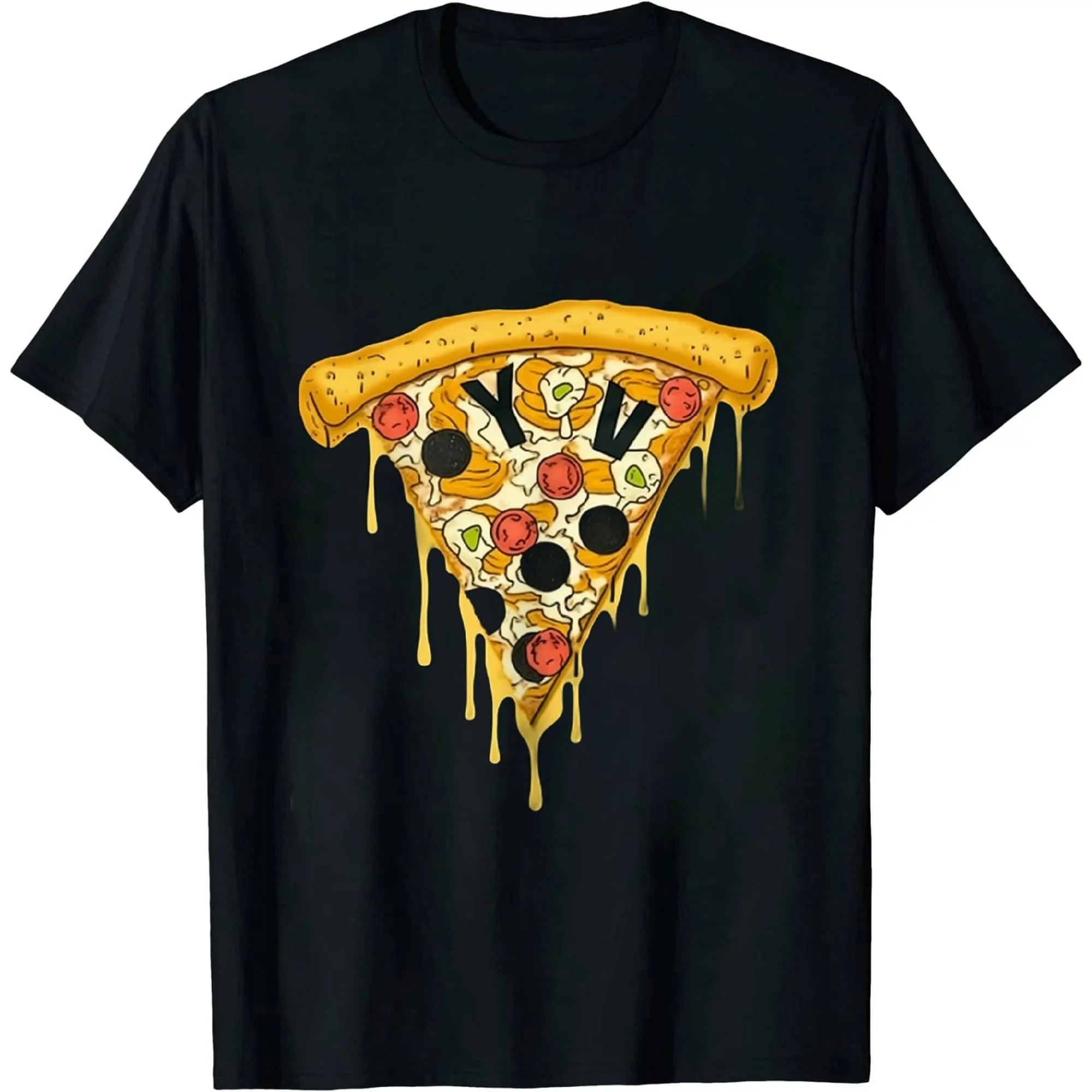 GOSMITH I Love NY New York Pizza T-Shirt Classic Fit Round Neck 100% Cotton black