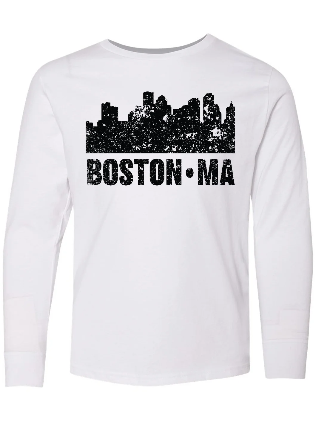 Inktastic Boston Massachusetts City Skyline with Grunge Long Sleeve Youth T-Shirt