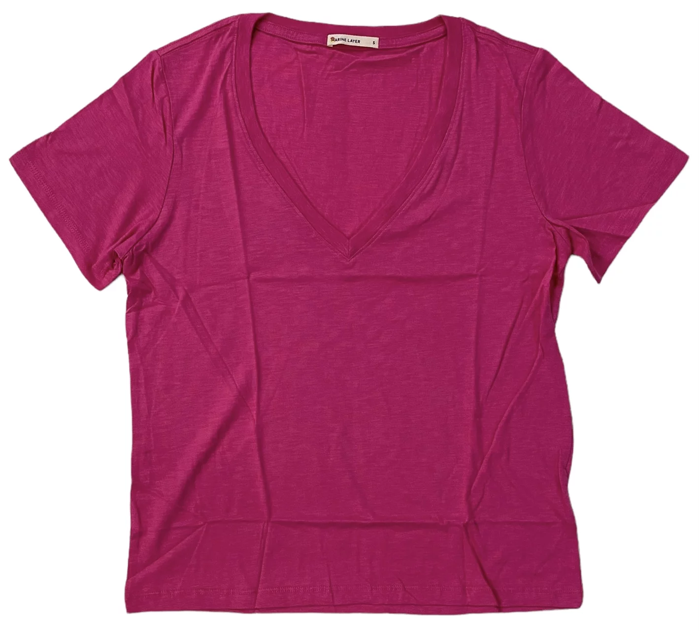 Marine Layer Women's Boyfriend High Softness Fabric V-Neck Tee T-Shirt (X-Small, Lilac Rose)