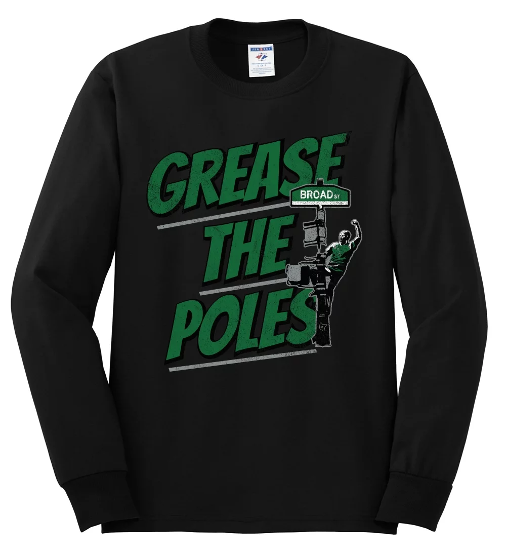 Wild Bobby Grease the Poles Broad Street Philadelphia Football Sports Men Long Sleeve Shirt, Black, Small