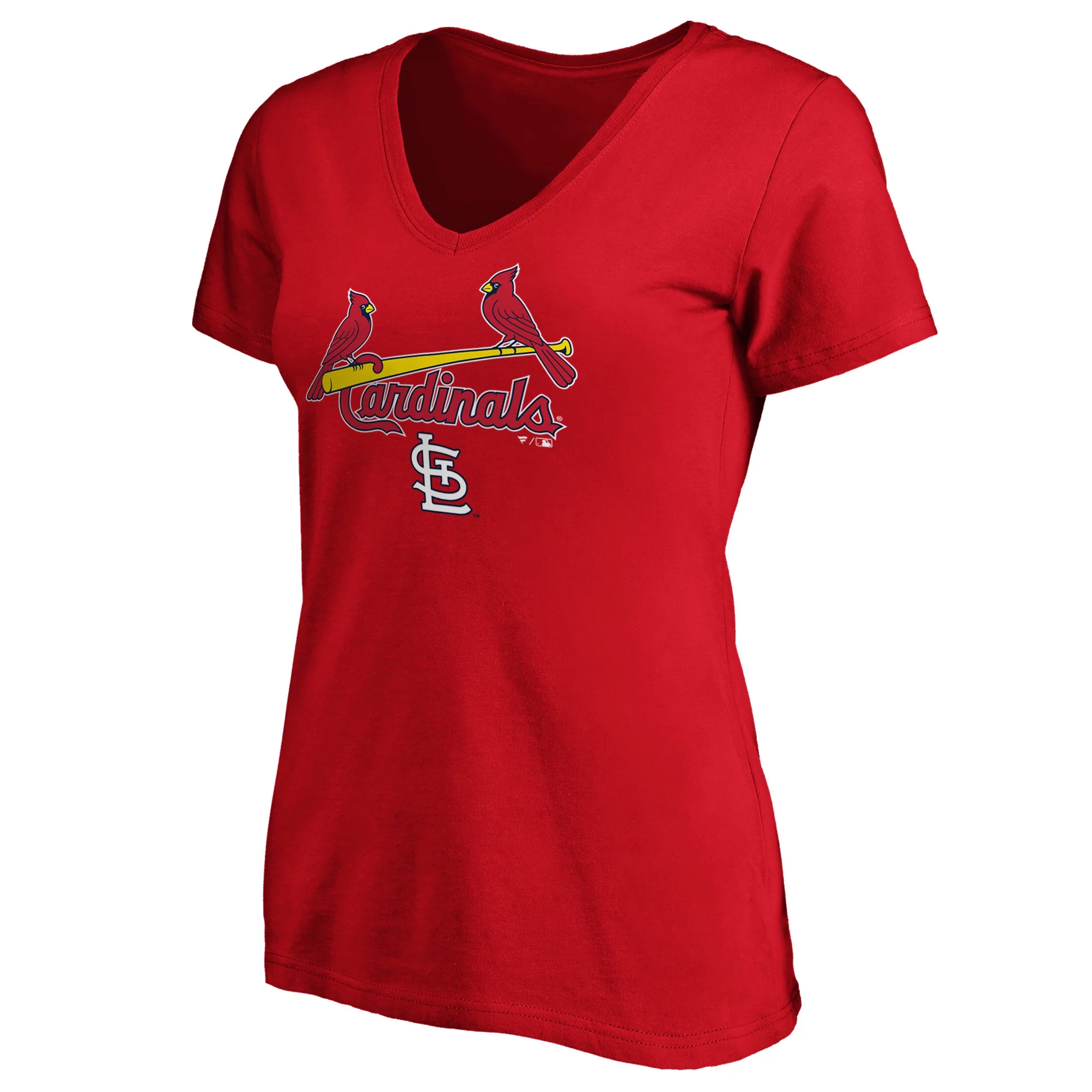 Women's Fanatics Branded Red St. Louis Cardinals Team Lockup V-Neck T-Shirt