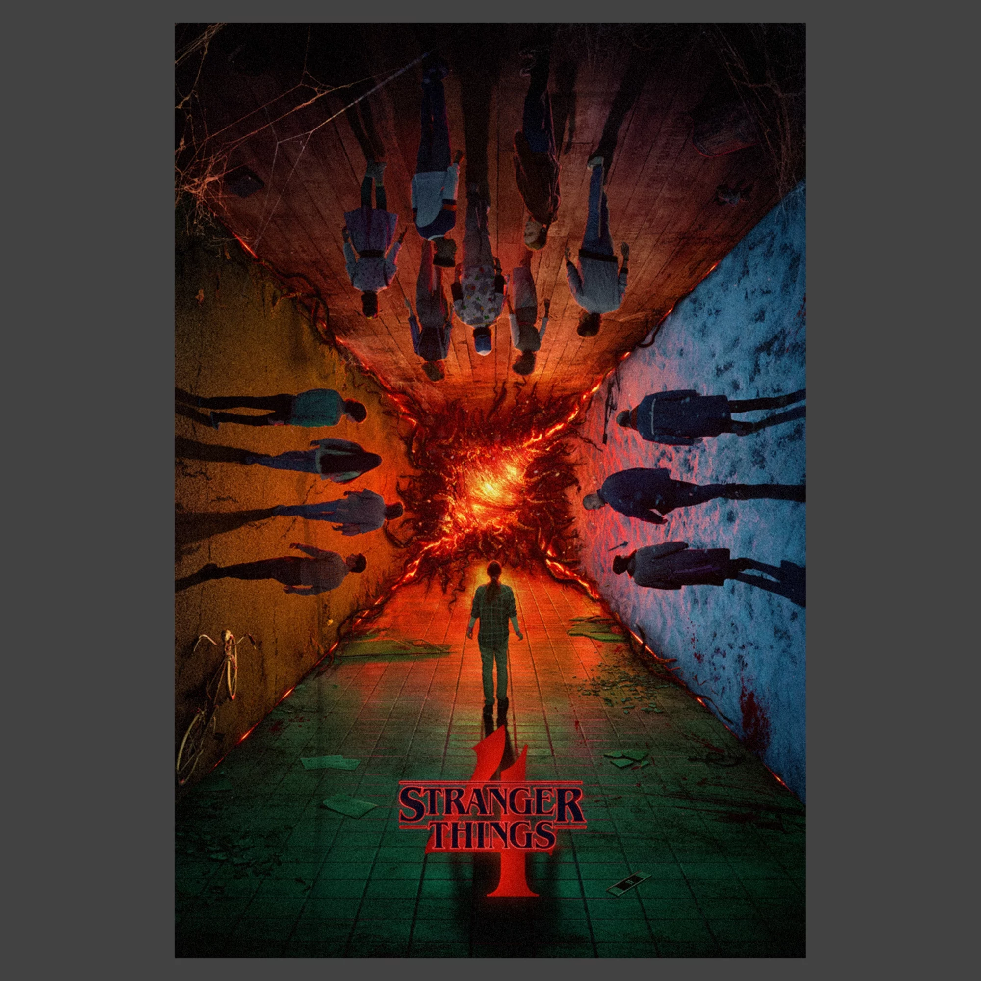 Men's Stranger Things The Rift Has Many Dimensions Poster Sweatshirt Charcoal Heather Medium