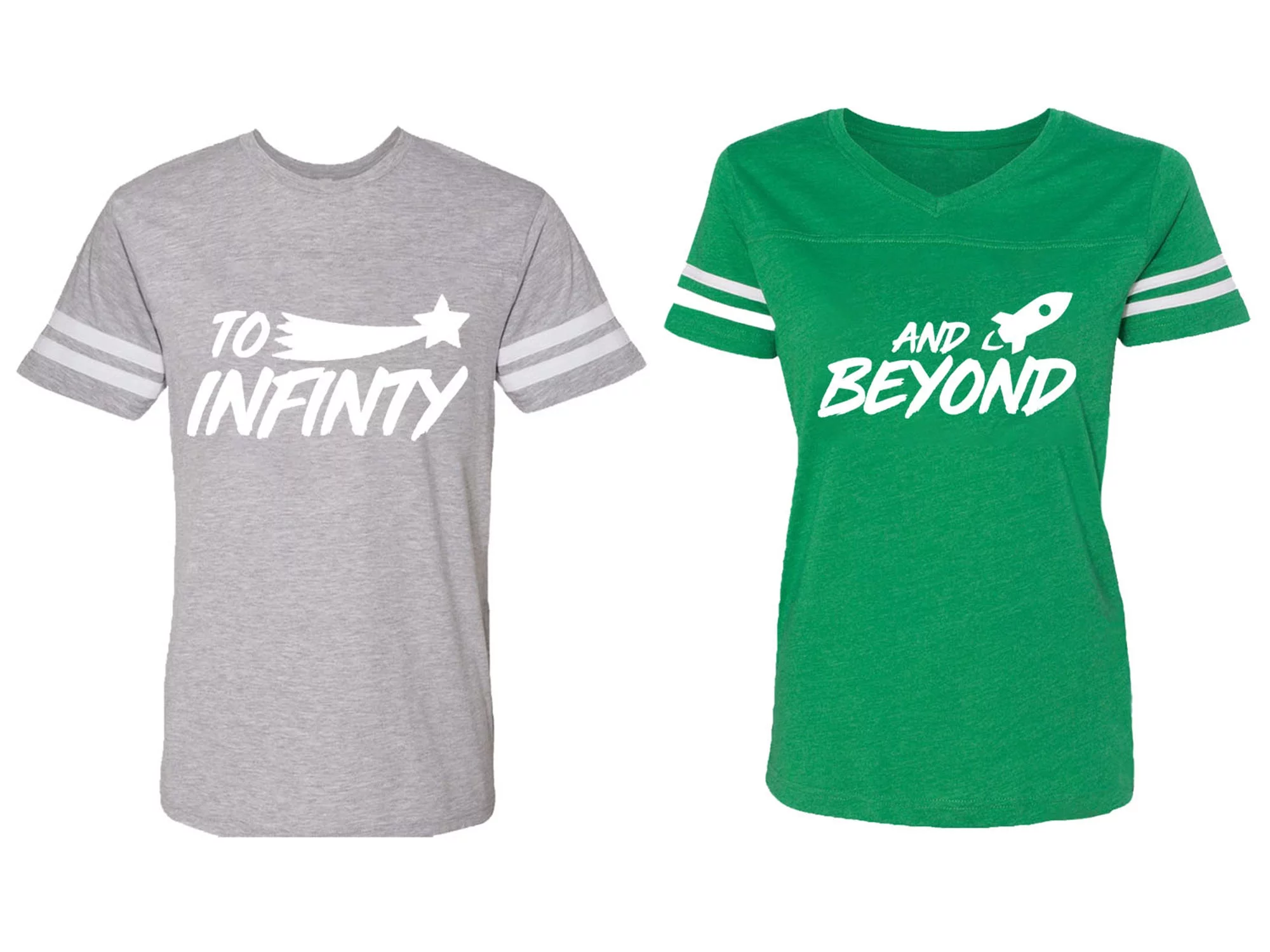 To Infinity and Beyond Matching Couple Cotton Jerseys (Men Heather / Women Green) (Men XXL / Women XL)