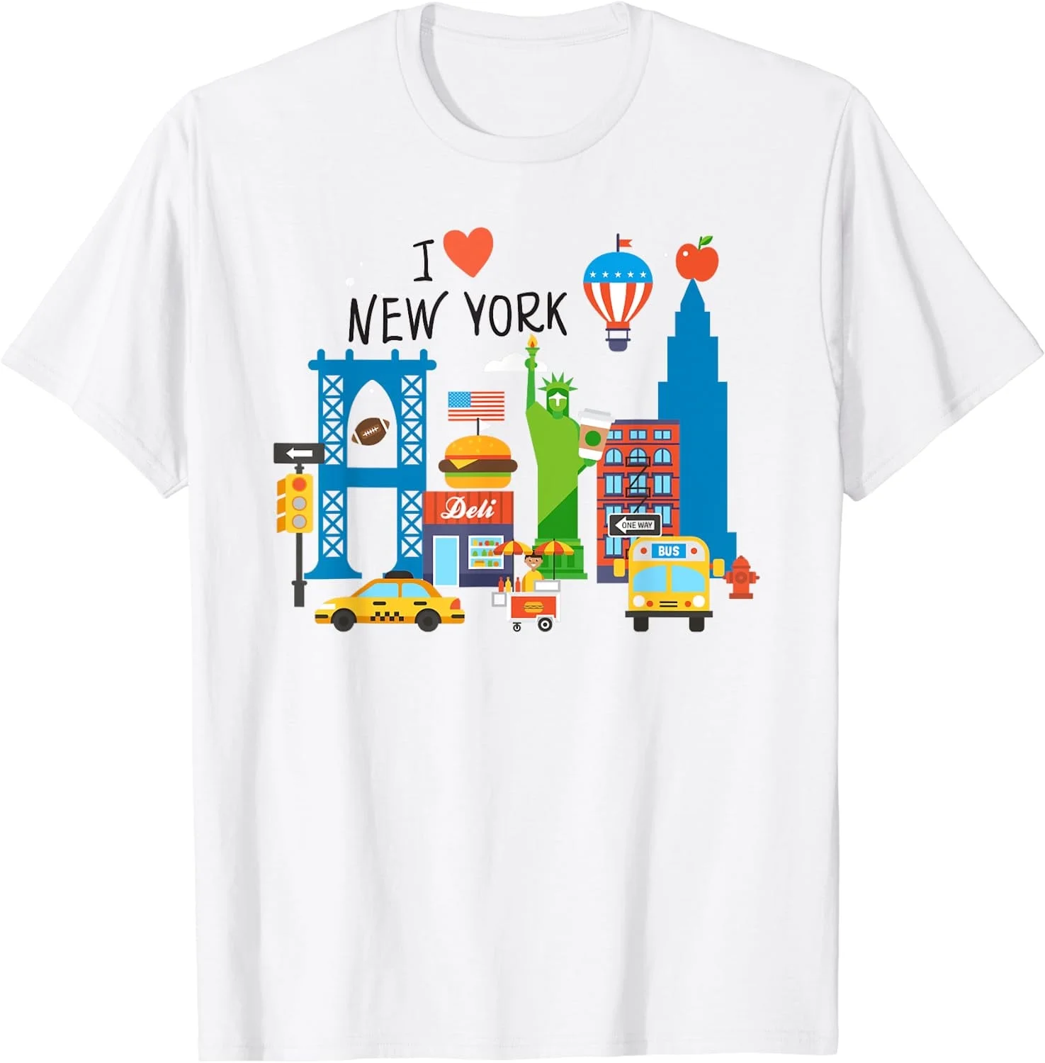 GOSMITH I Love New York City NY Icons Souvenir Gift T-Shirt 146669-white
