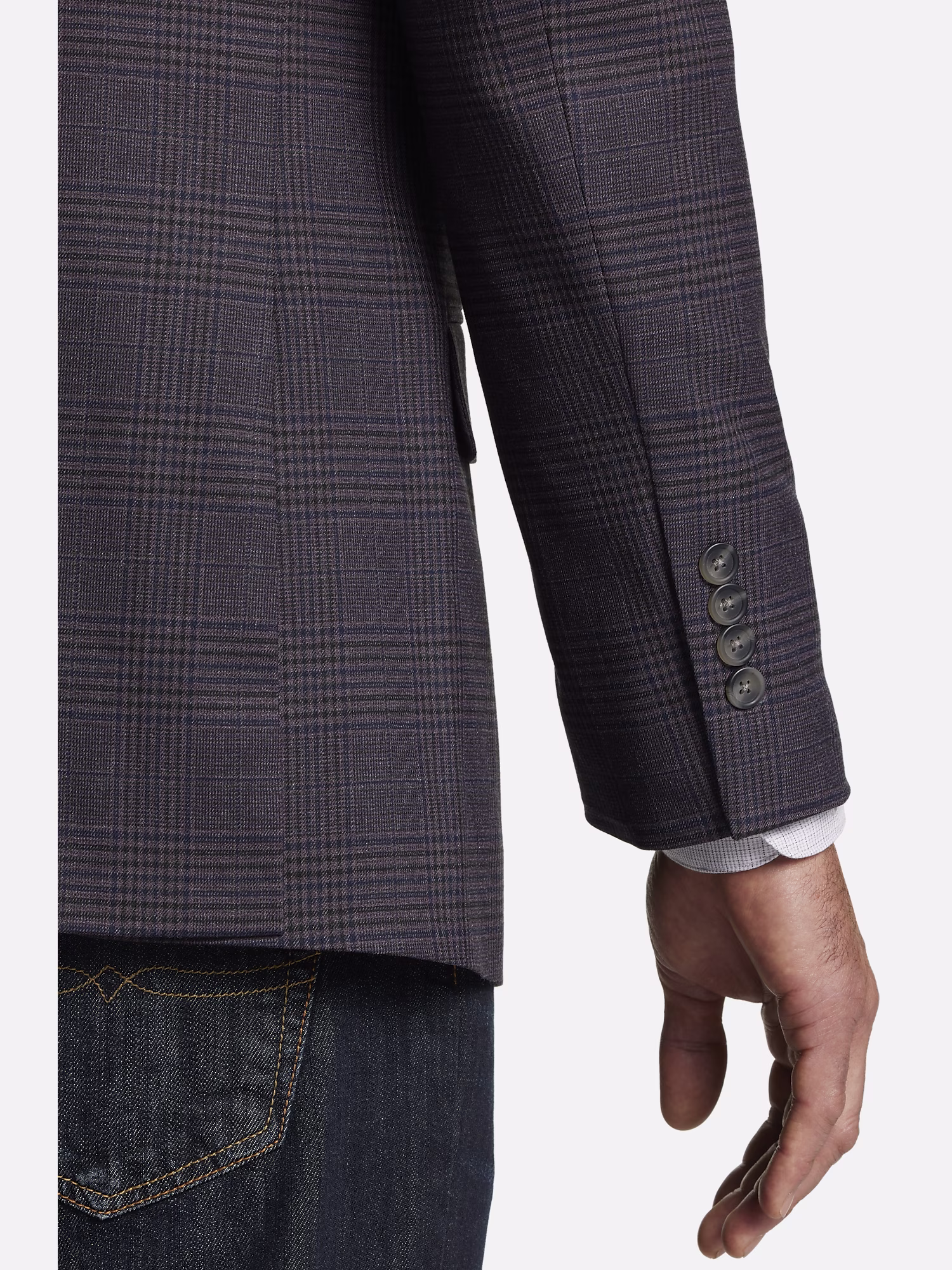 JOE Joseph Abboud Slim Fit Sharkskin Suit Separates Pants Plum Plaid
