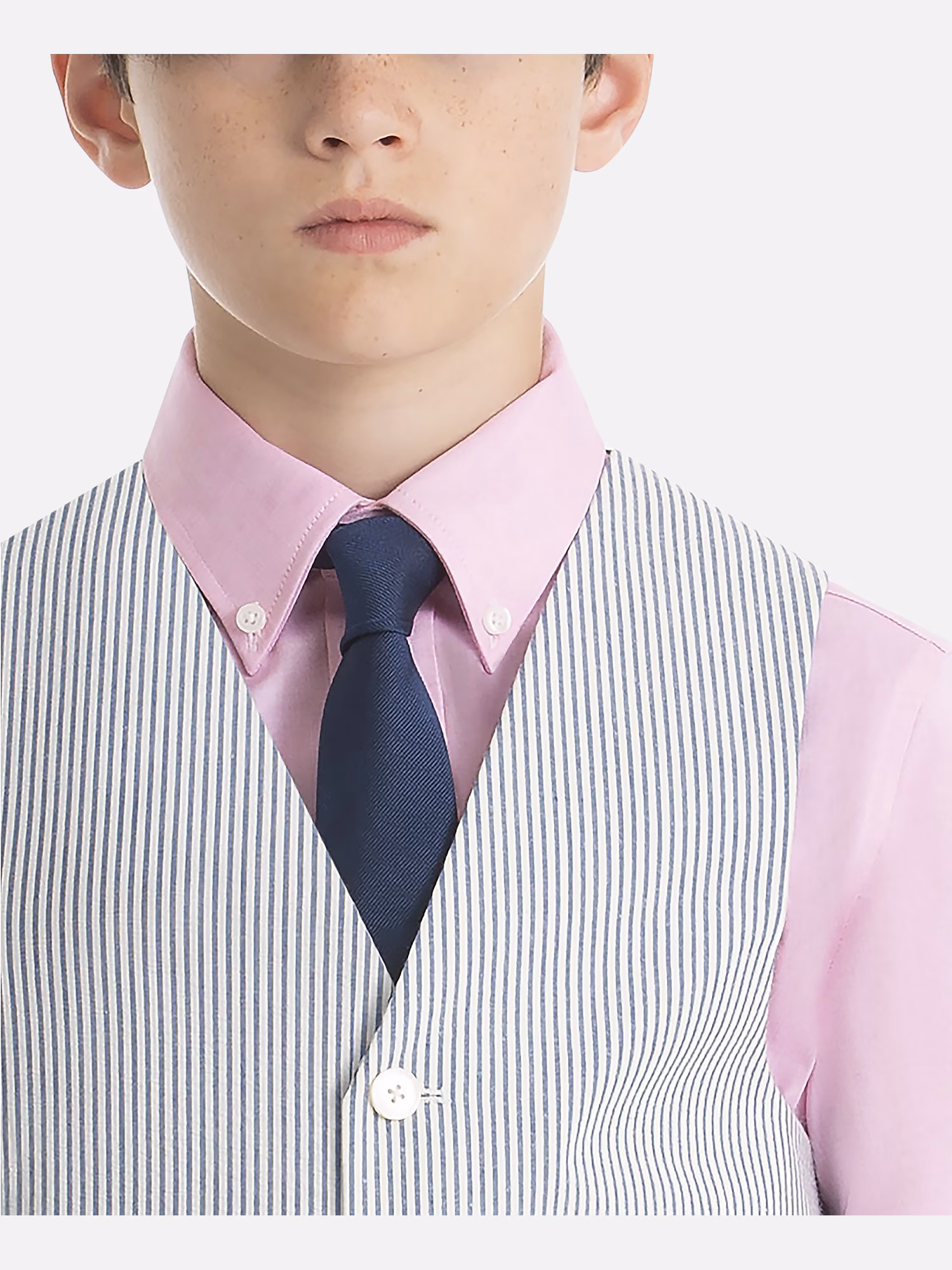 Egara Skinny Fit Spread Collar Dress Shirt Blue/White Seersucker
