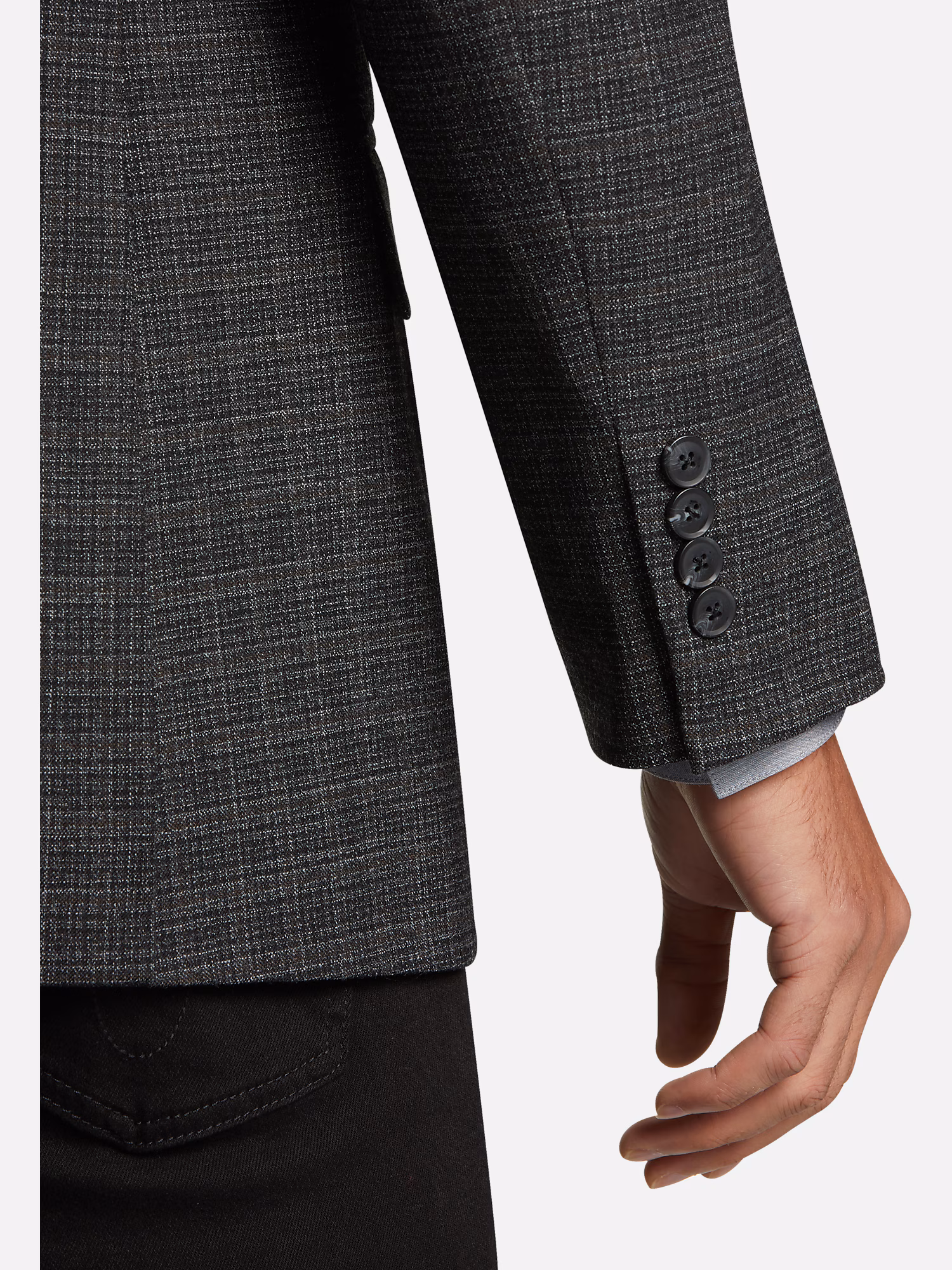 Pronto Uomo Dotted Narrow Tie Charcoal Check