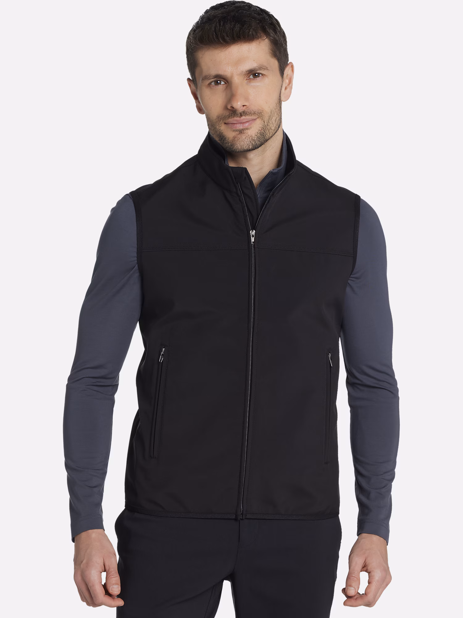 St. Aisle Classic Fit Solid Performance Polo Black Solid