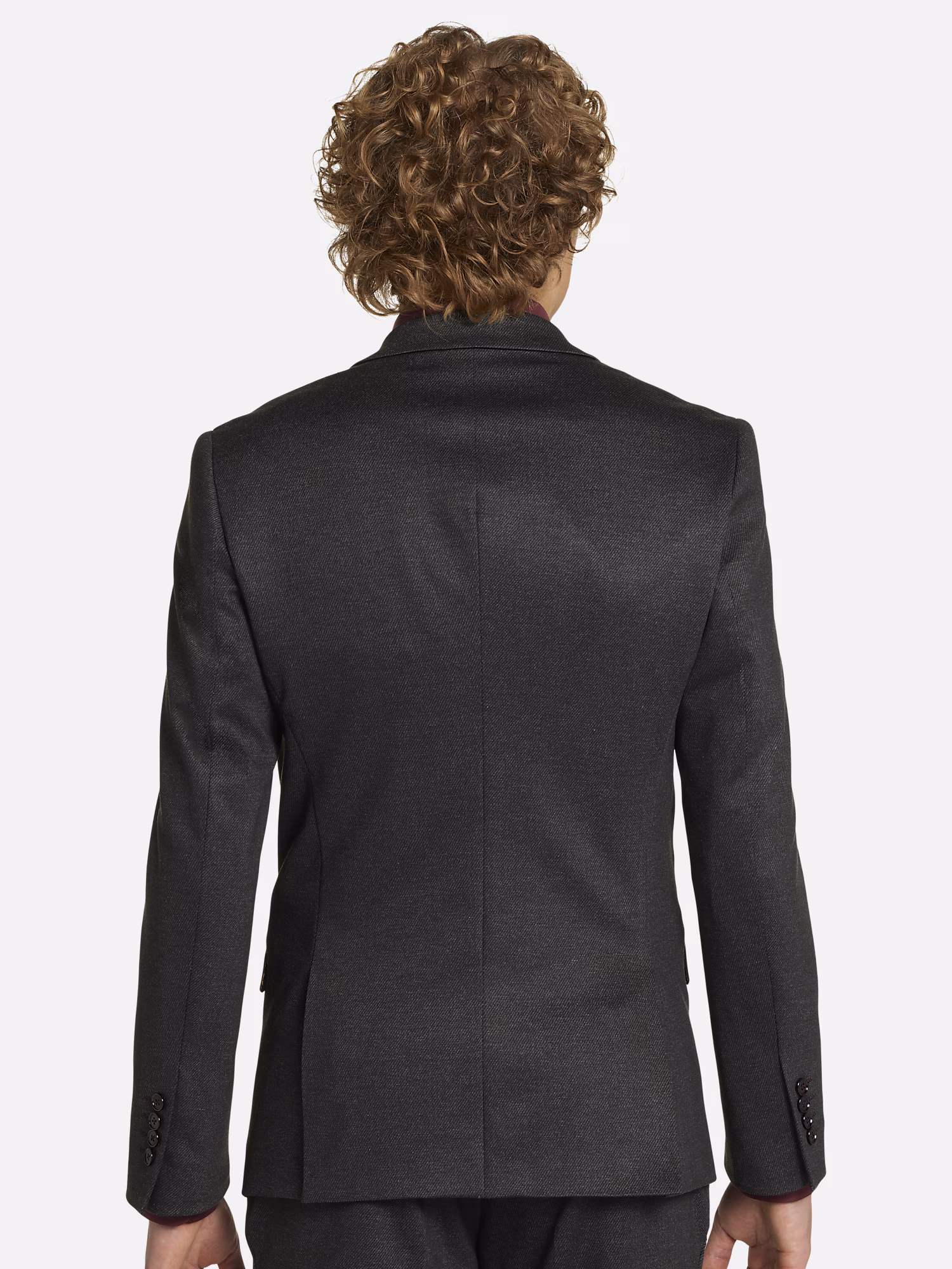 Wilke Rodriguez Slim Fit Spread Collar Mini Houndstooth Dress Shirt Charcoal Knit