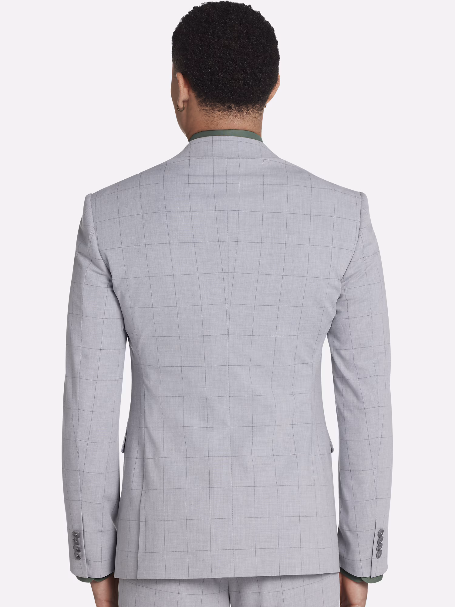 Egara Pocket Square Platinum Windowpane